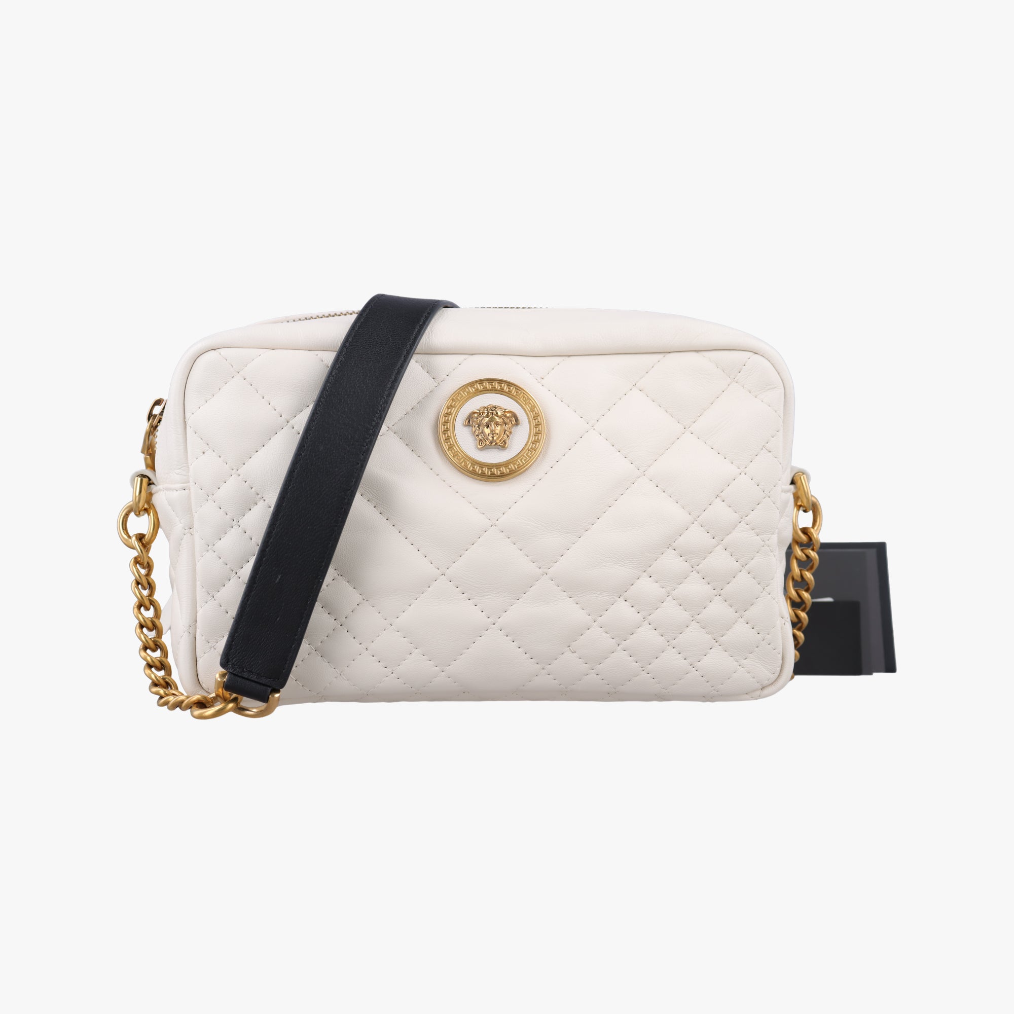 Pre-owned VERSACE medusa White leather  shoulderbag | stylenewstar