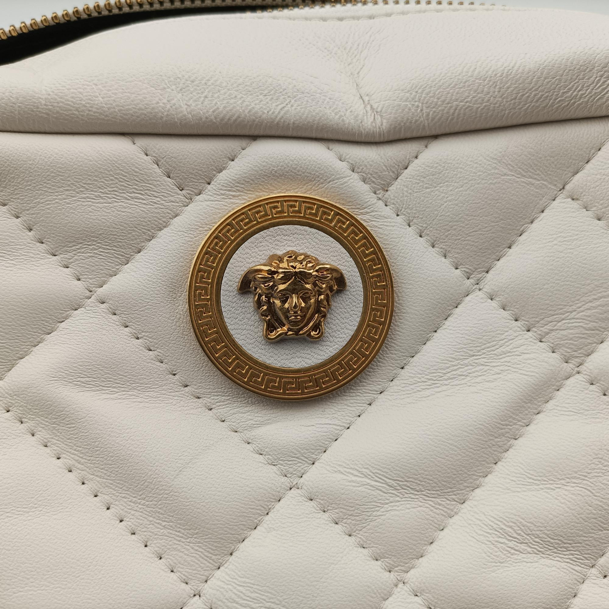 Pre-owned VERSACE medusa White leather  shoulderbag | stylenewstar