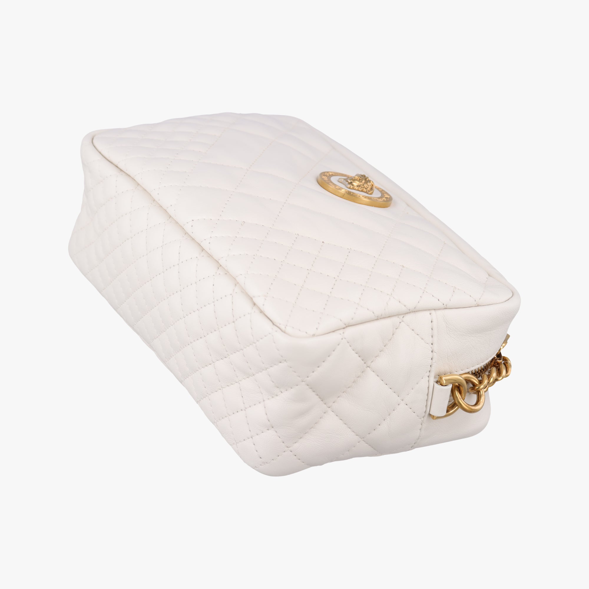 Pre-owned VERSACE medusa White leather  shoulderbag | stylenewstar