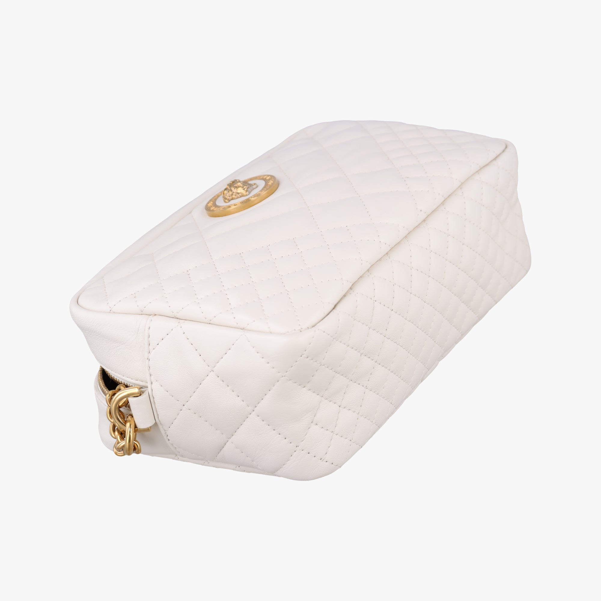 Pre-owned VERSACE medusa White leather  shoulderbag | stylenewstar