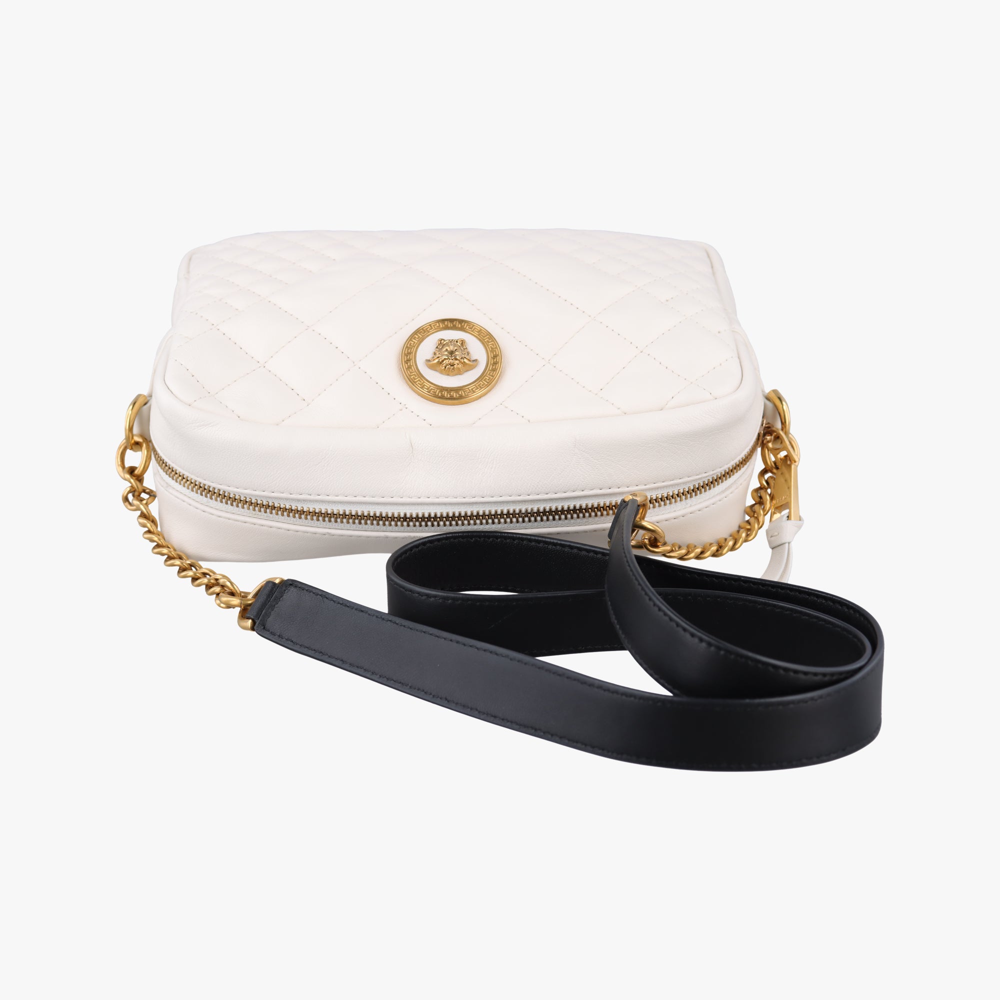 Pre-owned VERSACE medusa White leather  shoulderbag | stylenewstar
