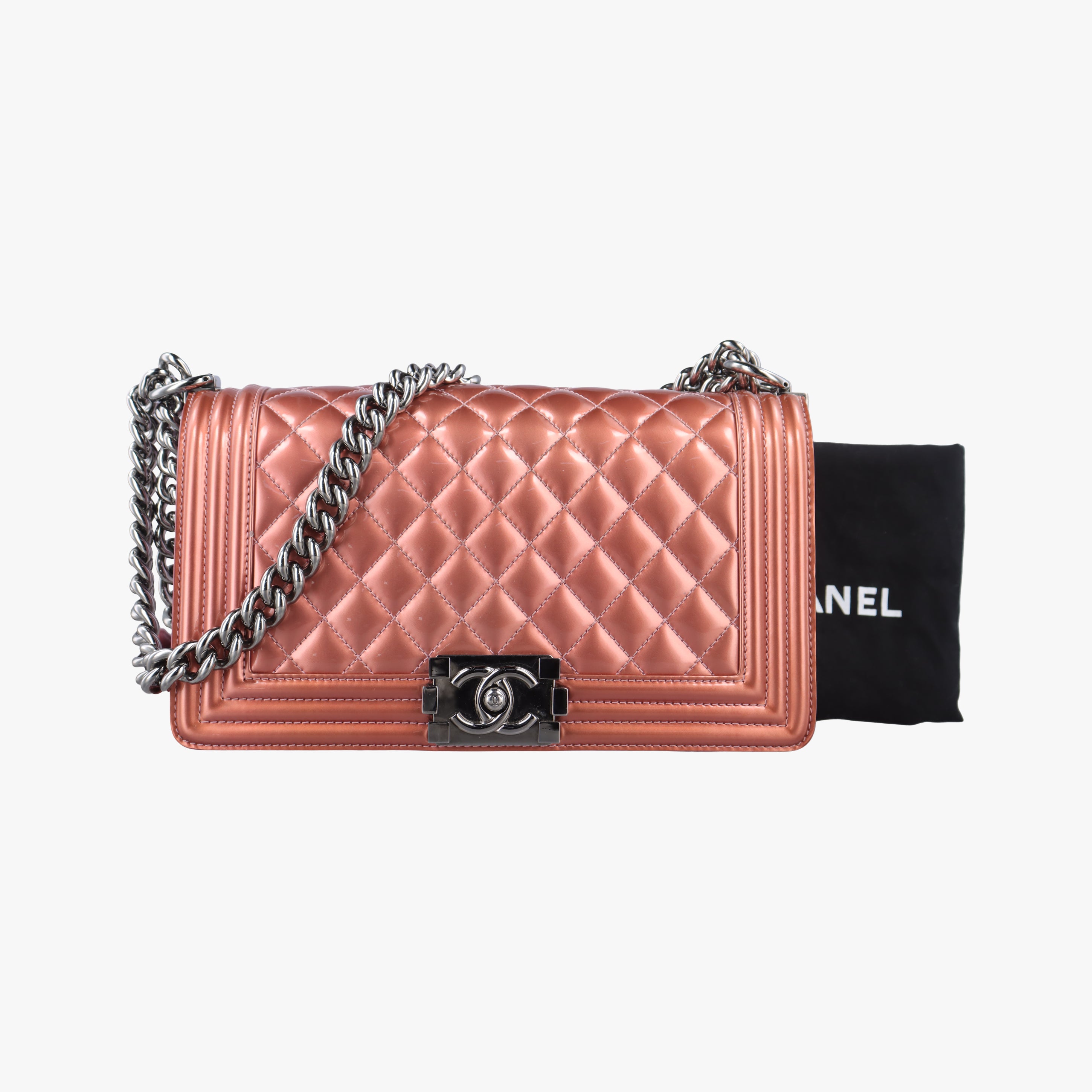Secondhand Chanel BOY CHANEL Pink Patent A67086 shoulderbag | stylenewstar
