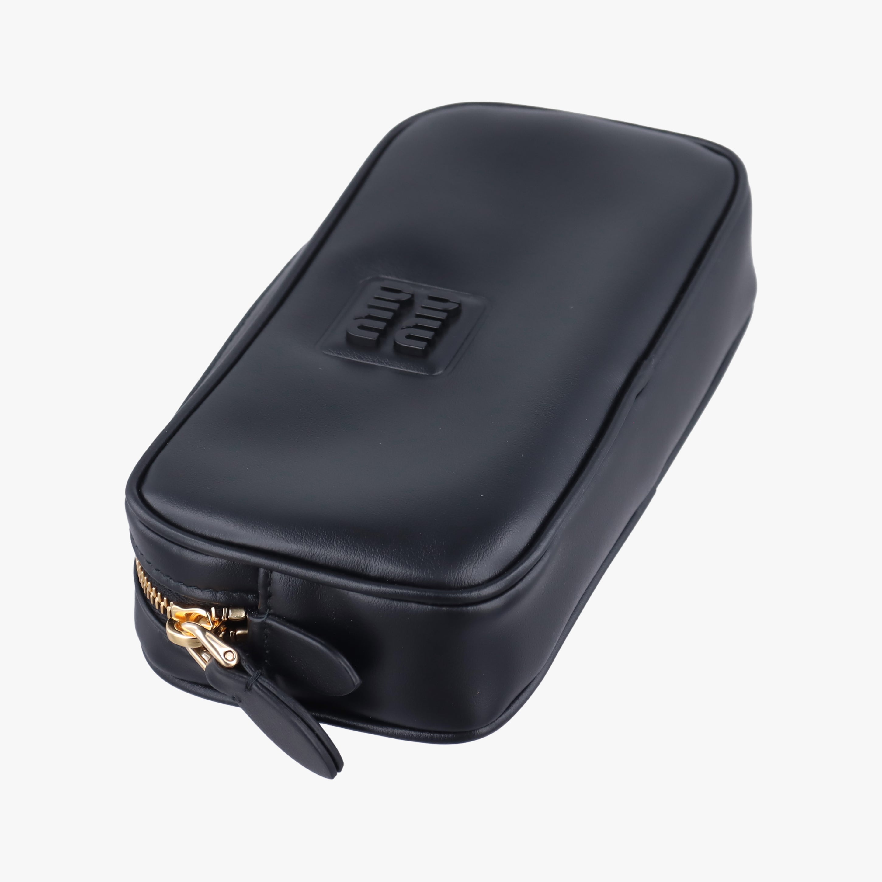 Pre-owned Miu Miu Logo belt Black leather  bum bag/waist bag | stylenewstar