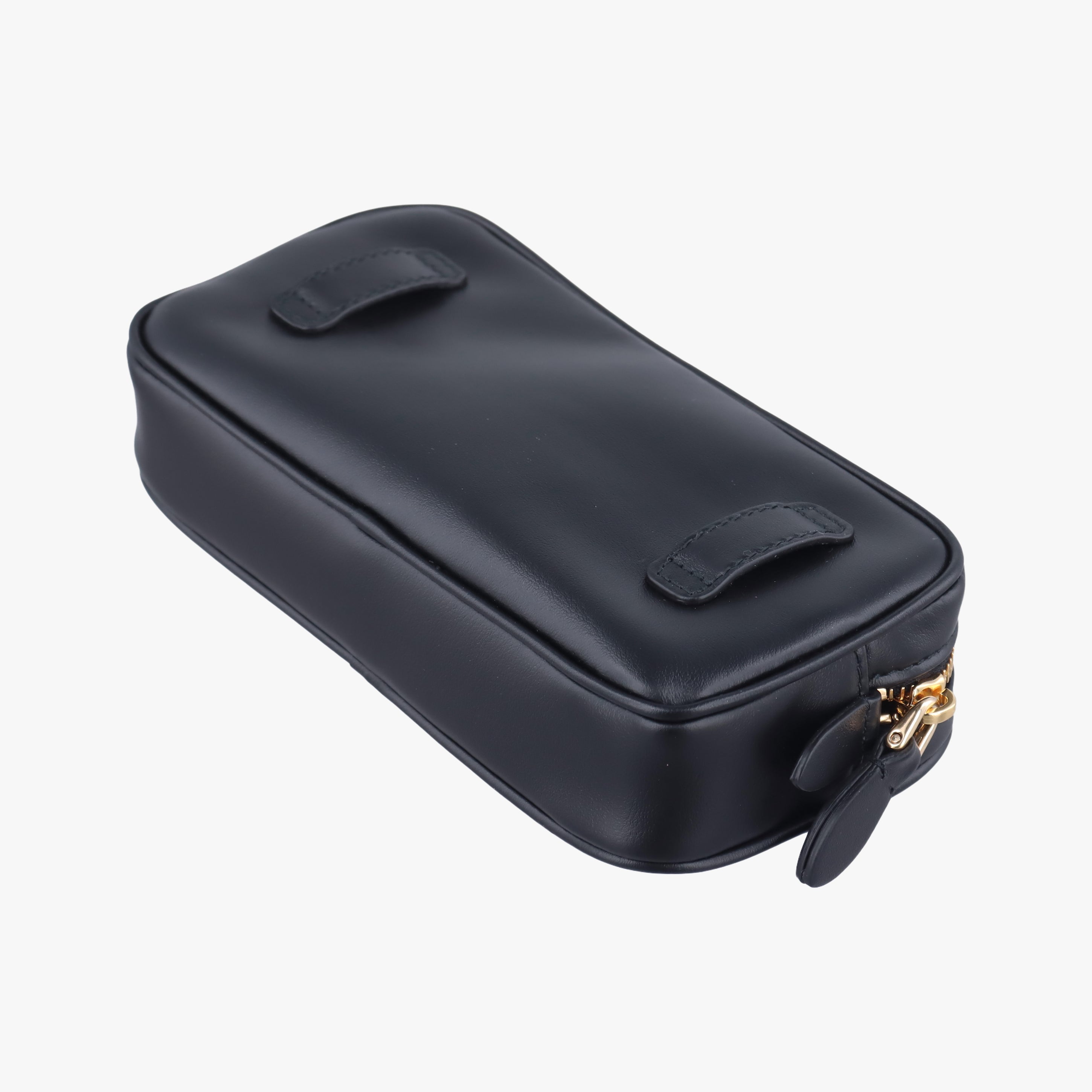 Pre-owned Miu Miu Logo belt Black leather  bum bag/waist bag | stylenewstar