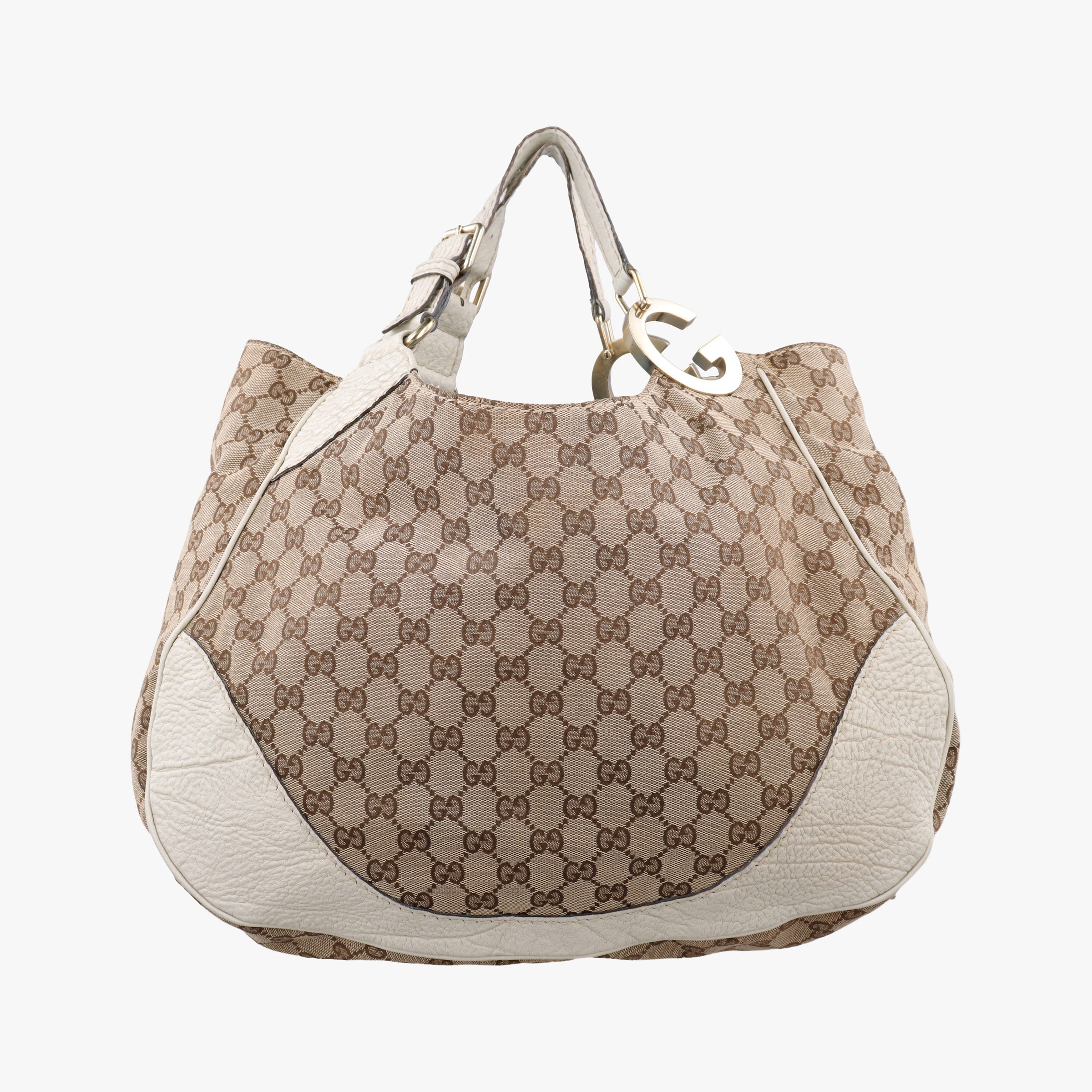 Pre-owned Gucci Charlotte Hobo Brown×White canvas×leather 203504 handbag | stylenewstar