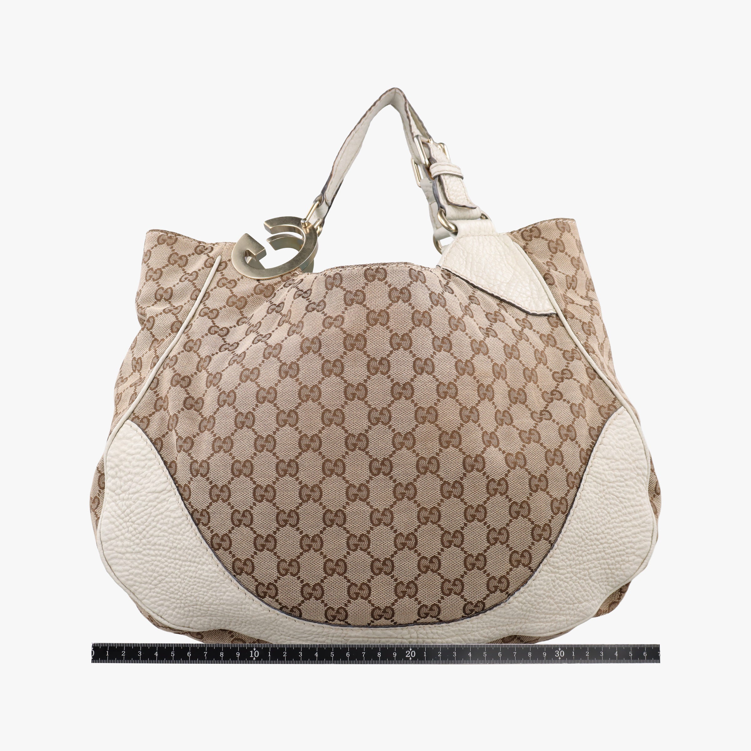 Pre-owned Gucci Charlotte Hobo Brown×White canvas×leather 203504 handbag | stylenewstar