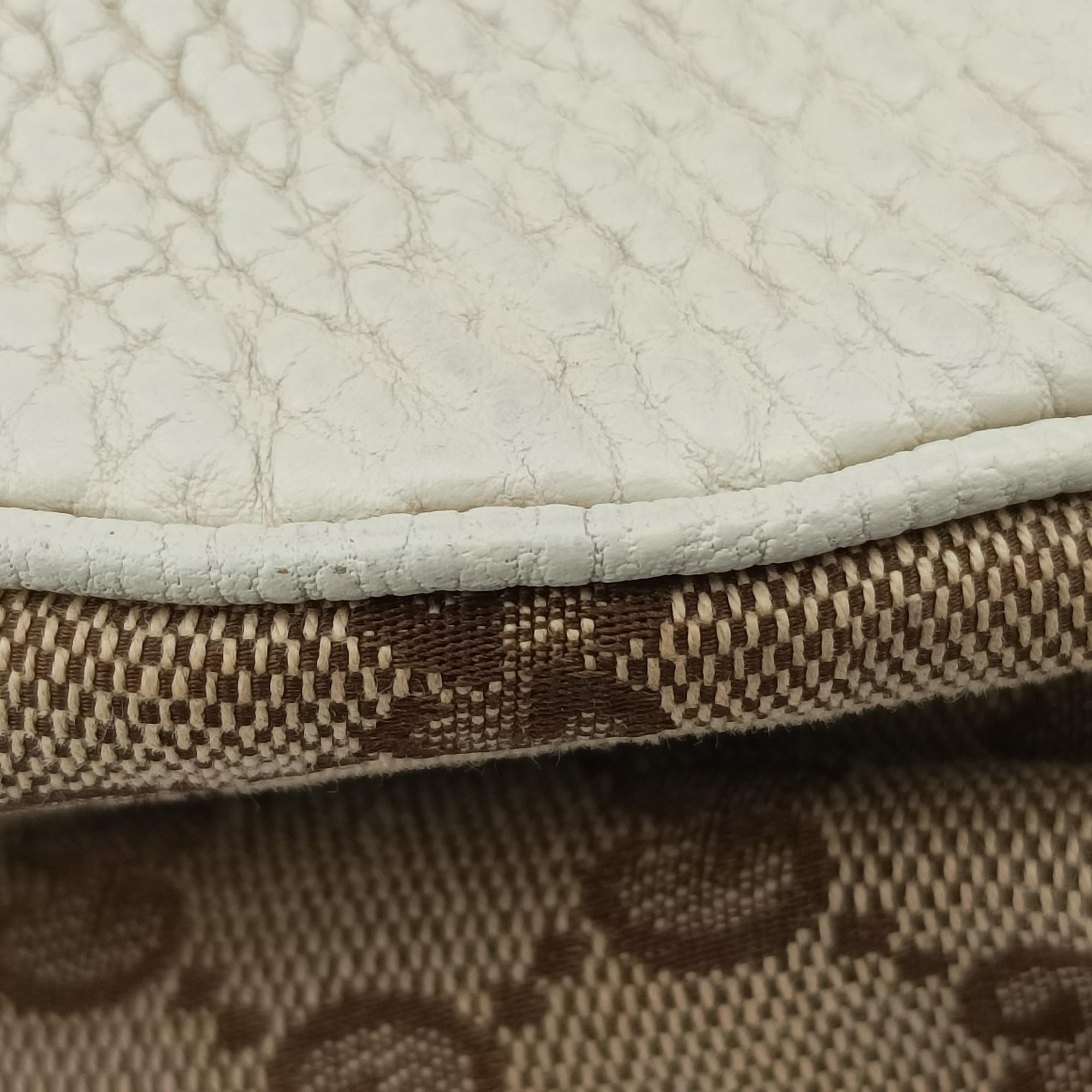 Pre-owned Gucci Charlotte Hobo Brown×White canvas×leather 203504 handbag | stylenewstar