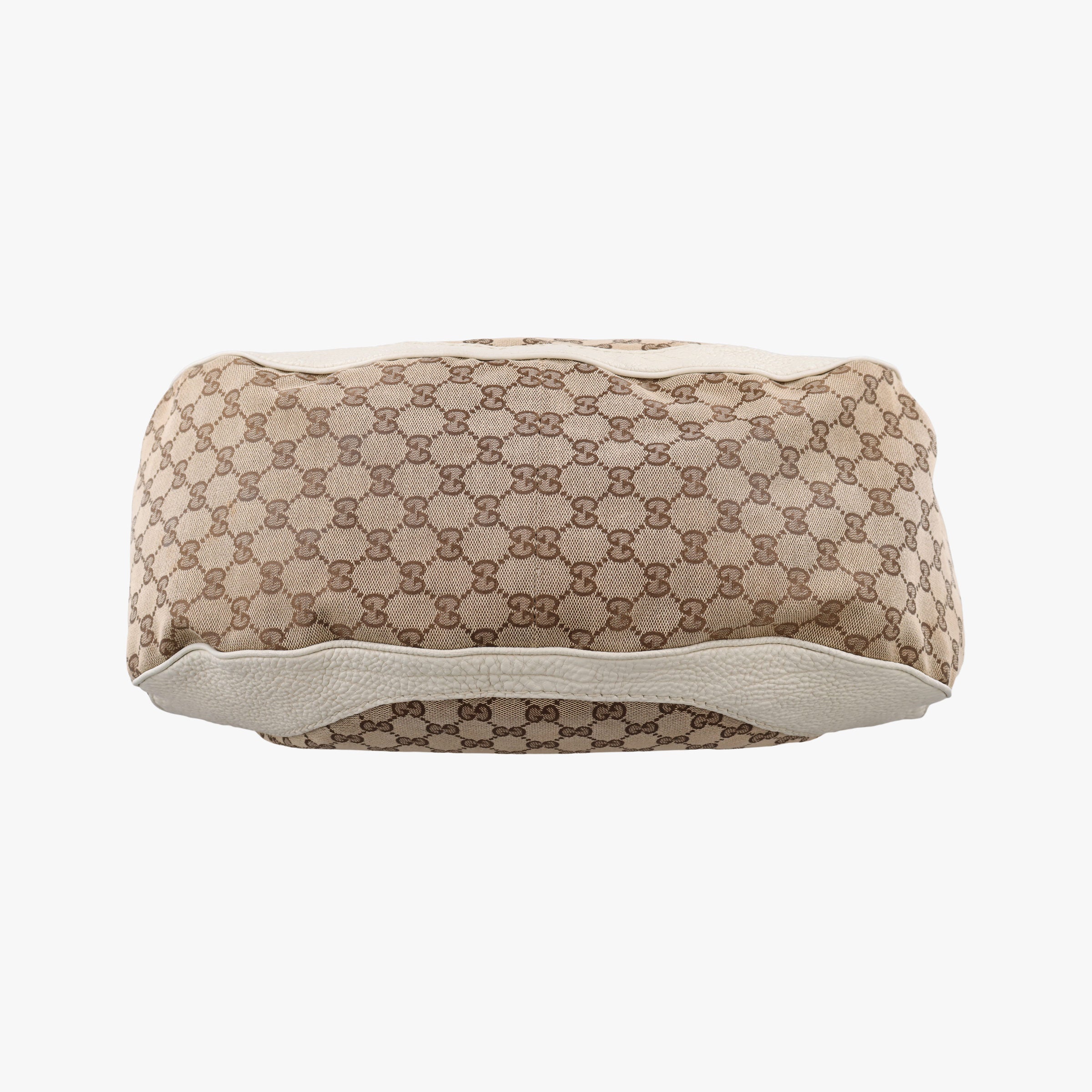 Pre-owned Gucci Charlotte Hobo Brown×White canvas×leather 203504 handbag | stylenewstar