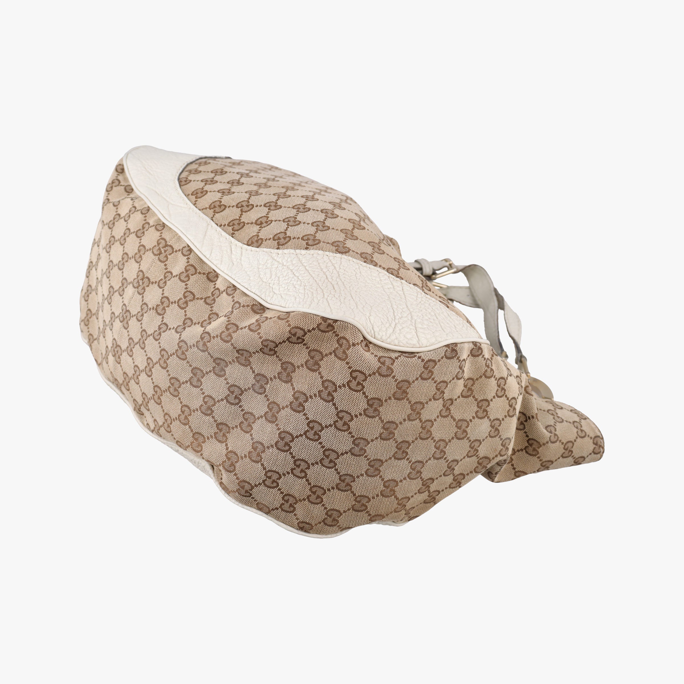 Pre-owned Gucci Charlotte Hobo Brown×White canvas×leather 203504 handbag | stylenewstar