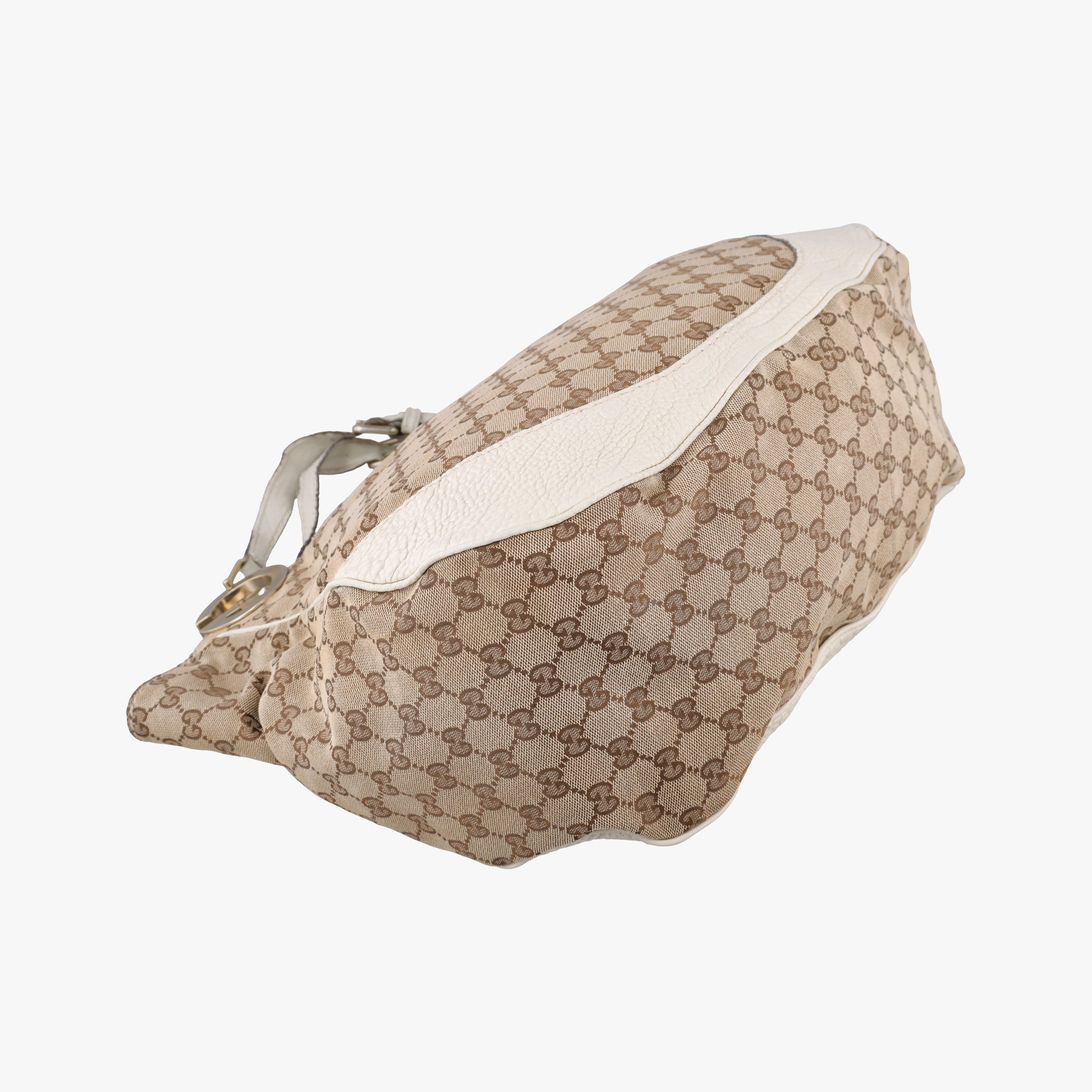 Pre-owned Gucci Charlotte Hobo Brown×White canvas×leather 203504 handbag | stylenewstar