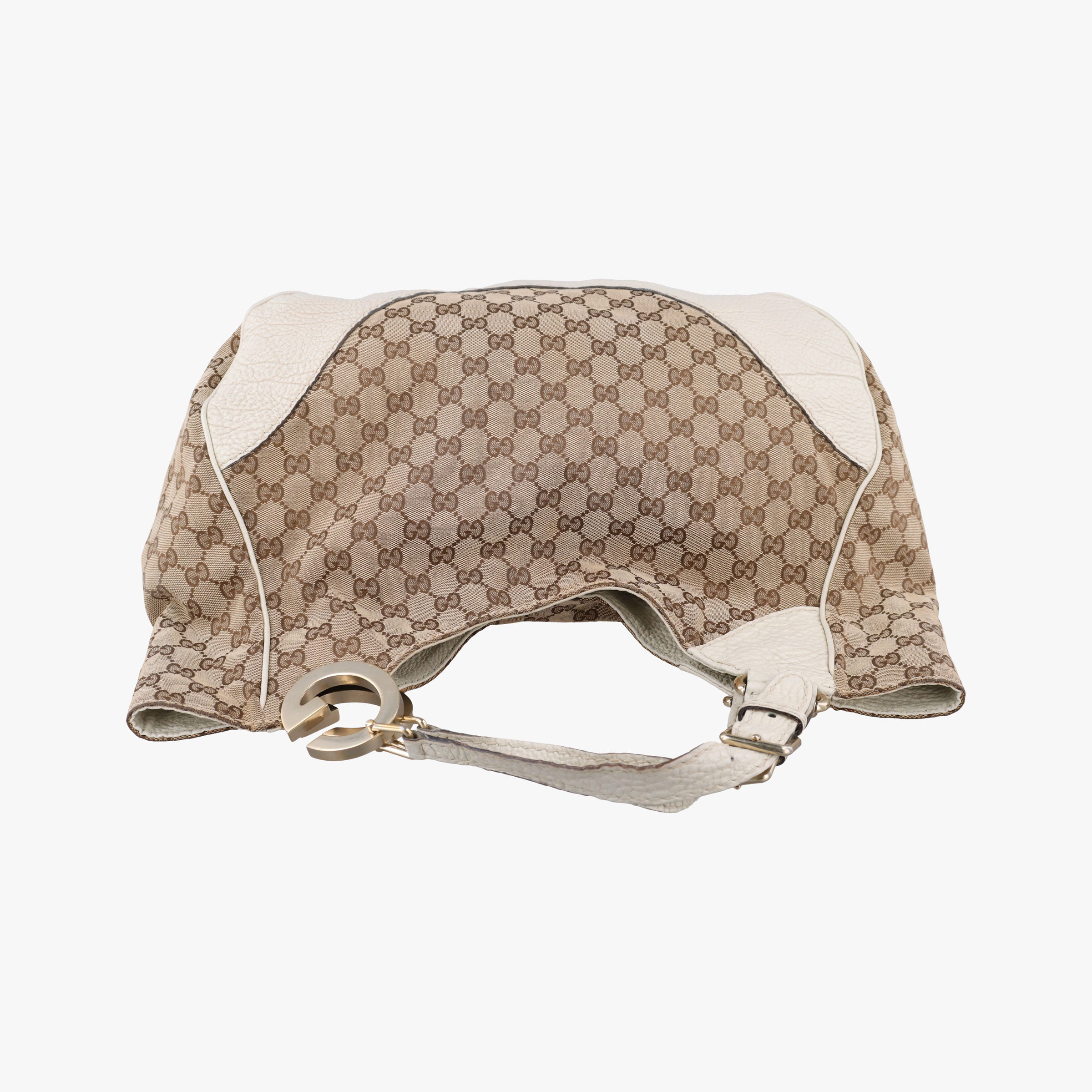 Pre-owned Gucci Charlotte Hobo Brown×White canvas×leather 203504 handbag | stylenewstar