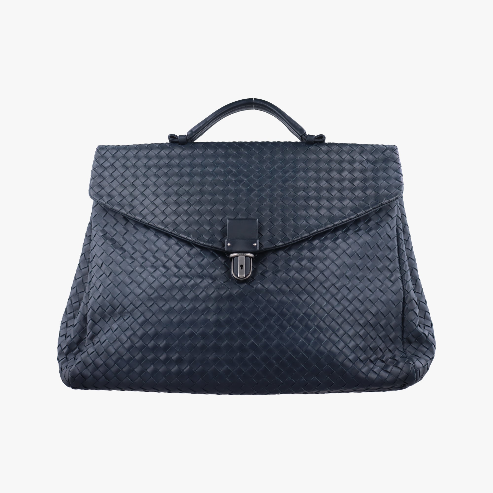 Vintage Bottega Veneta Intrecciato Navy lambskin  handbag | stylenewstar