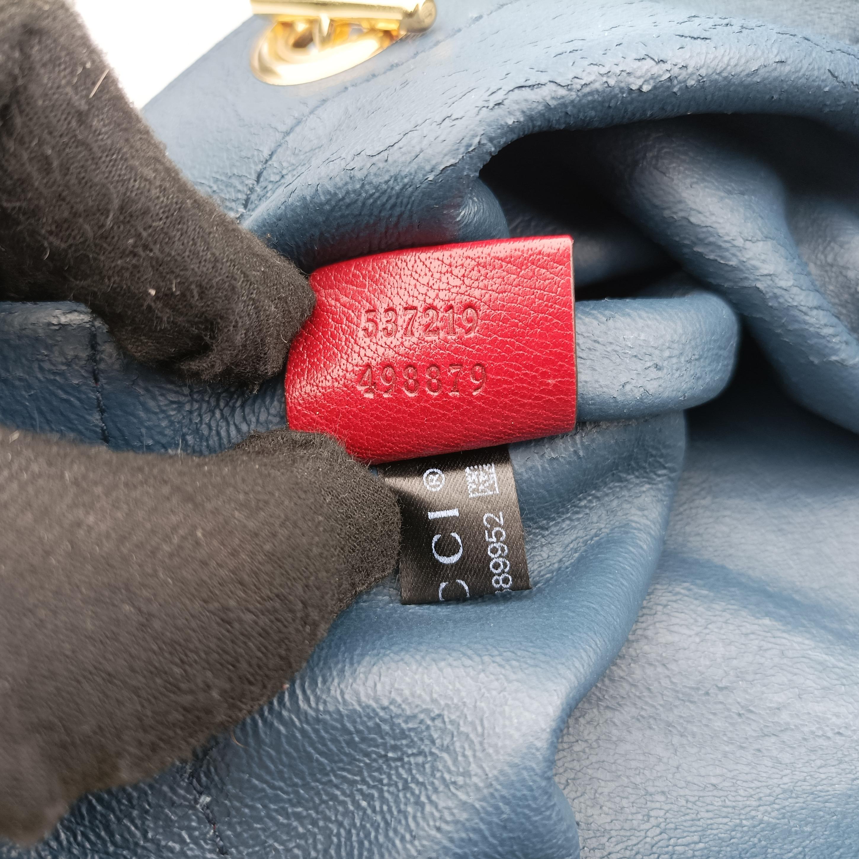 Pre-owned Gucci Rajah navy×red Suede×leather 537219 shoulderbag | stylenewstar