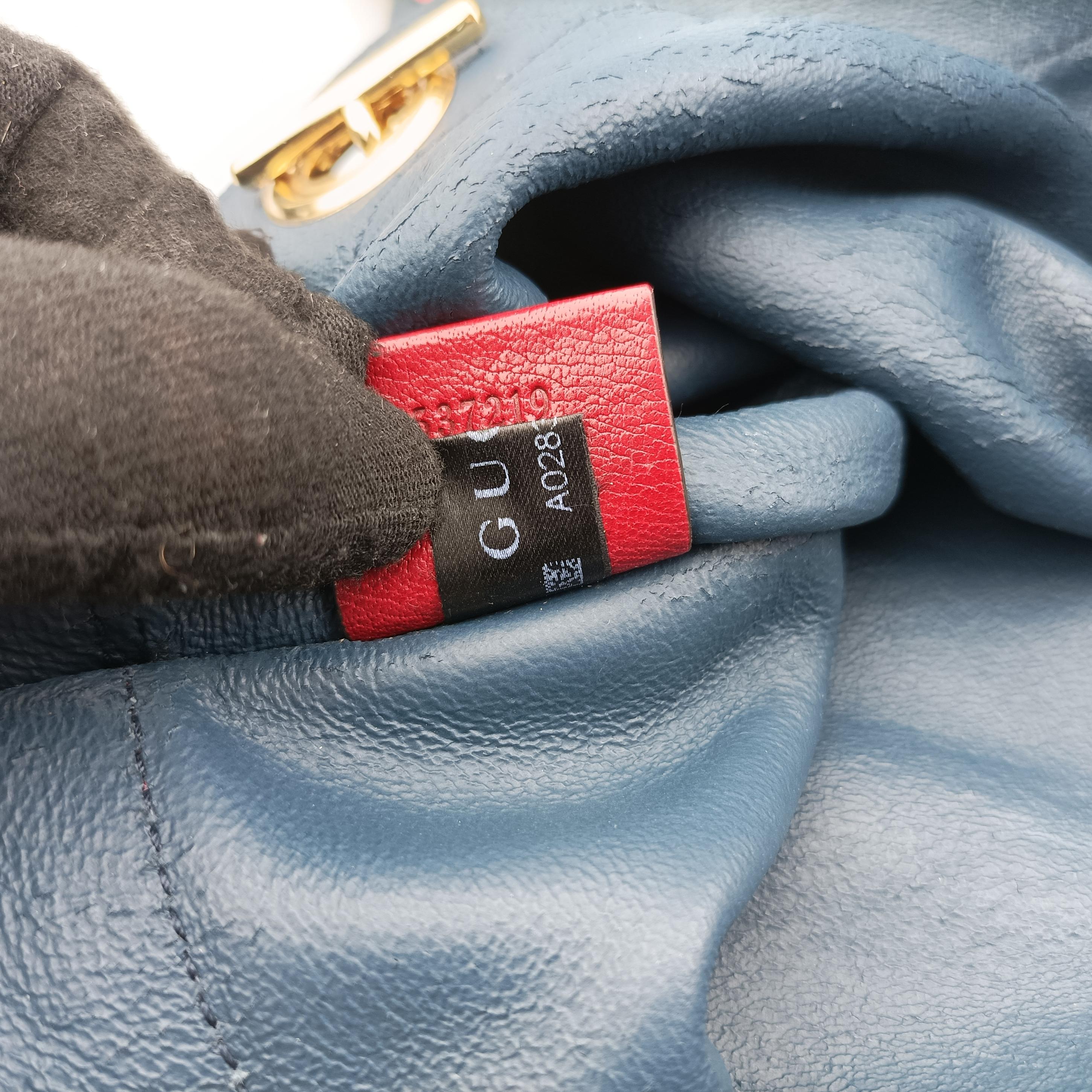 Pre-owned Gucci Rajah navy×red Suede×leather 537219 shoulderbag | stylenewstar