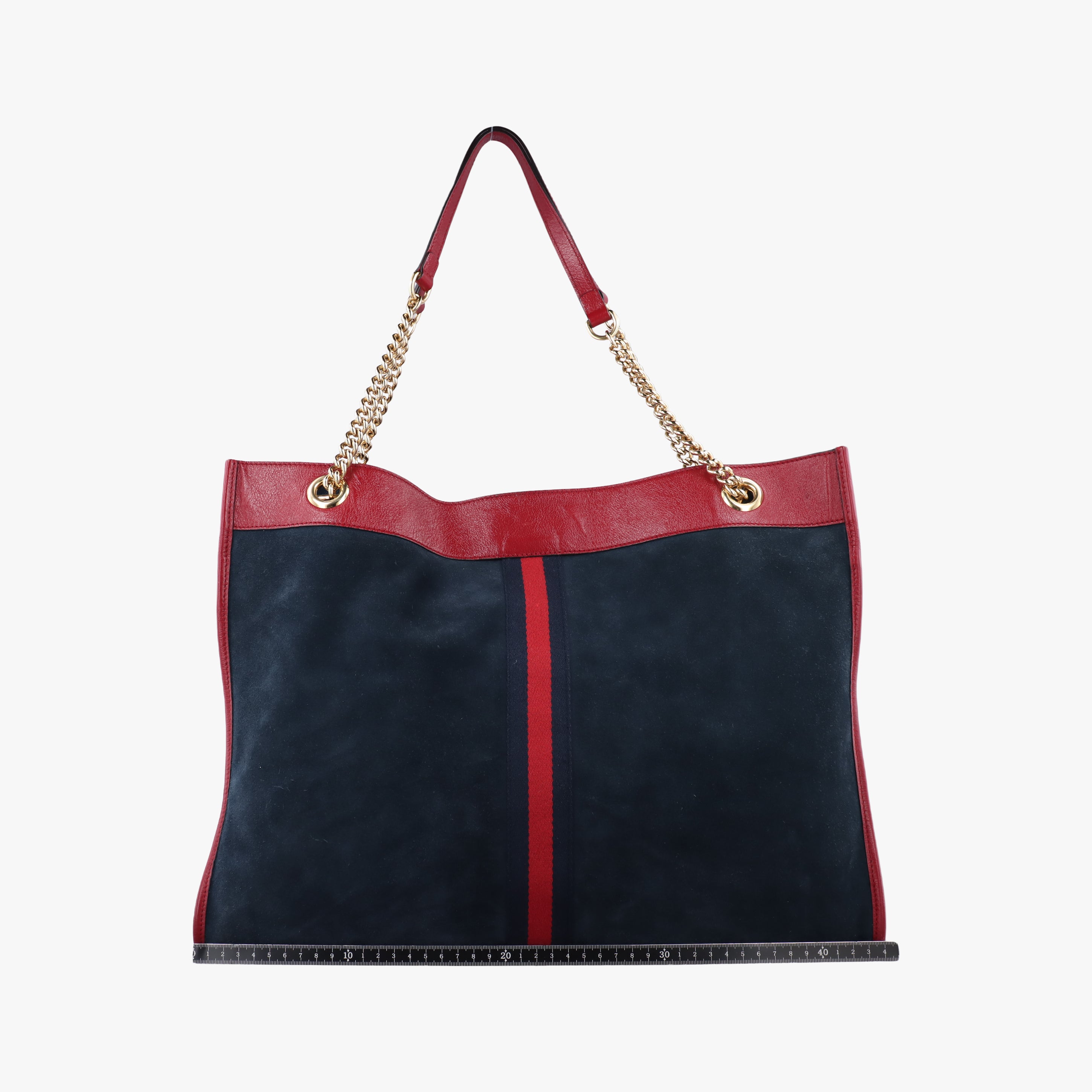 Pre-owned Gucci Rajah navy×red Suede×leather 537219 shoulderbag | stylenewstar