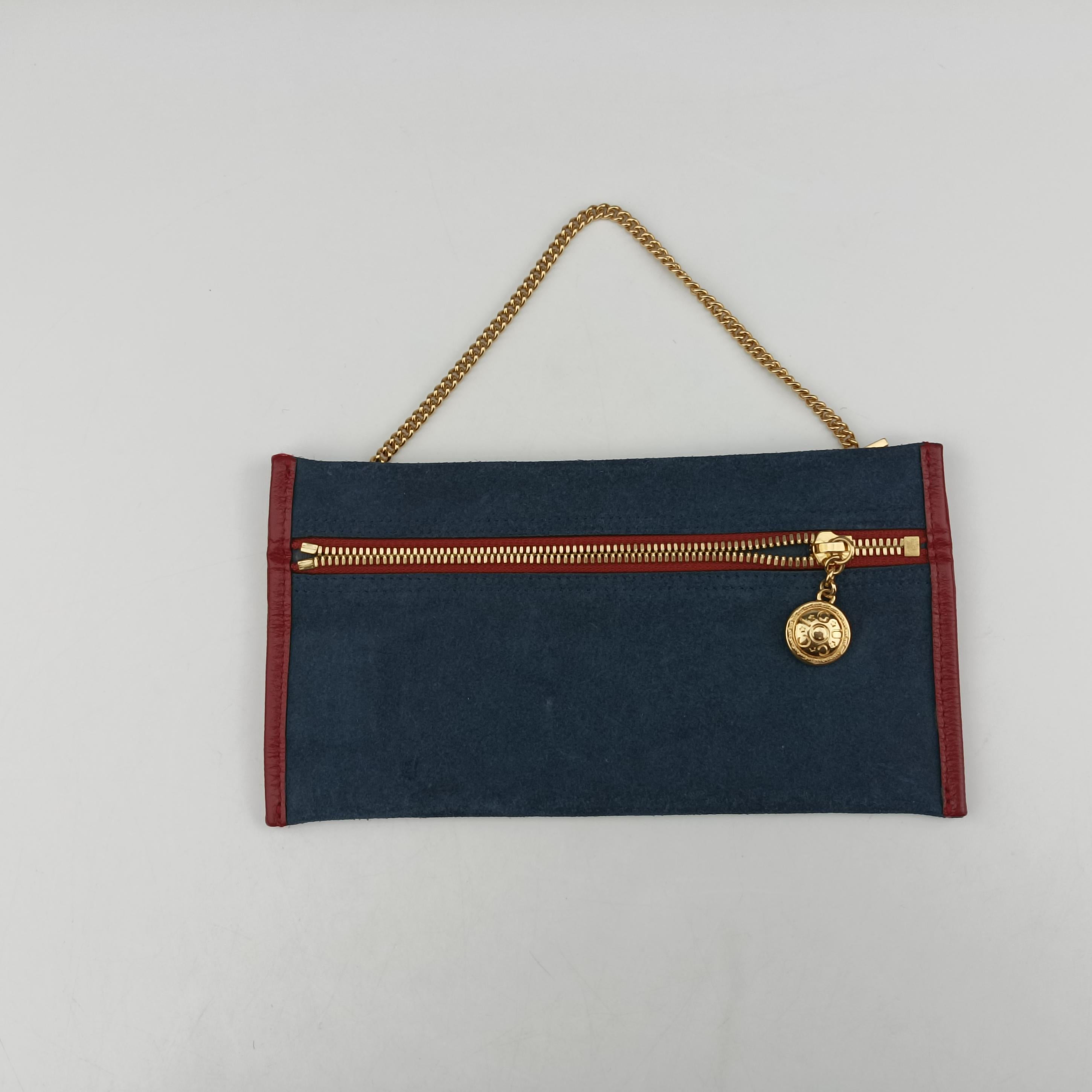 Pre-owned Gucci Rajah navy×red Suede×leather 537219 shoulderbag | stylenewstar