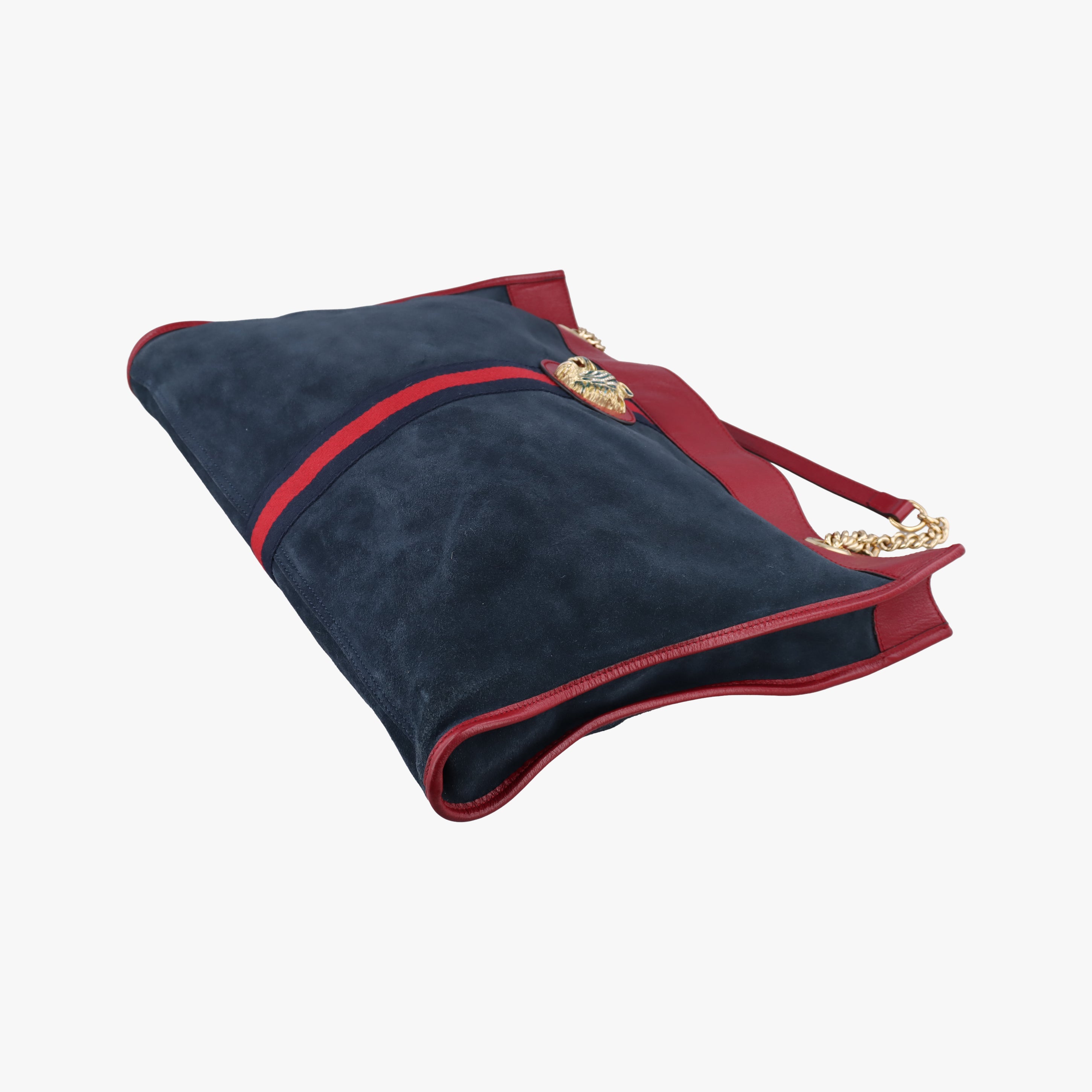 Pre-owned Gucci Rajah navy×red Suede×leather 537219 shoulderbag | stylenewstar