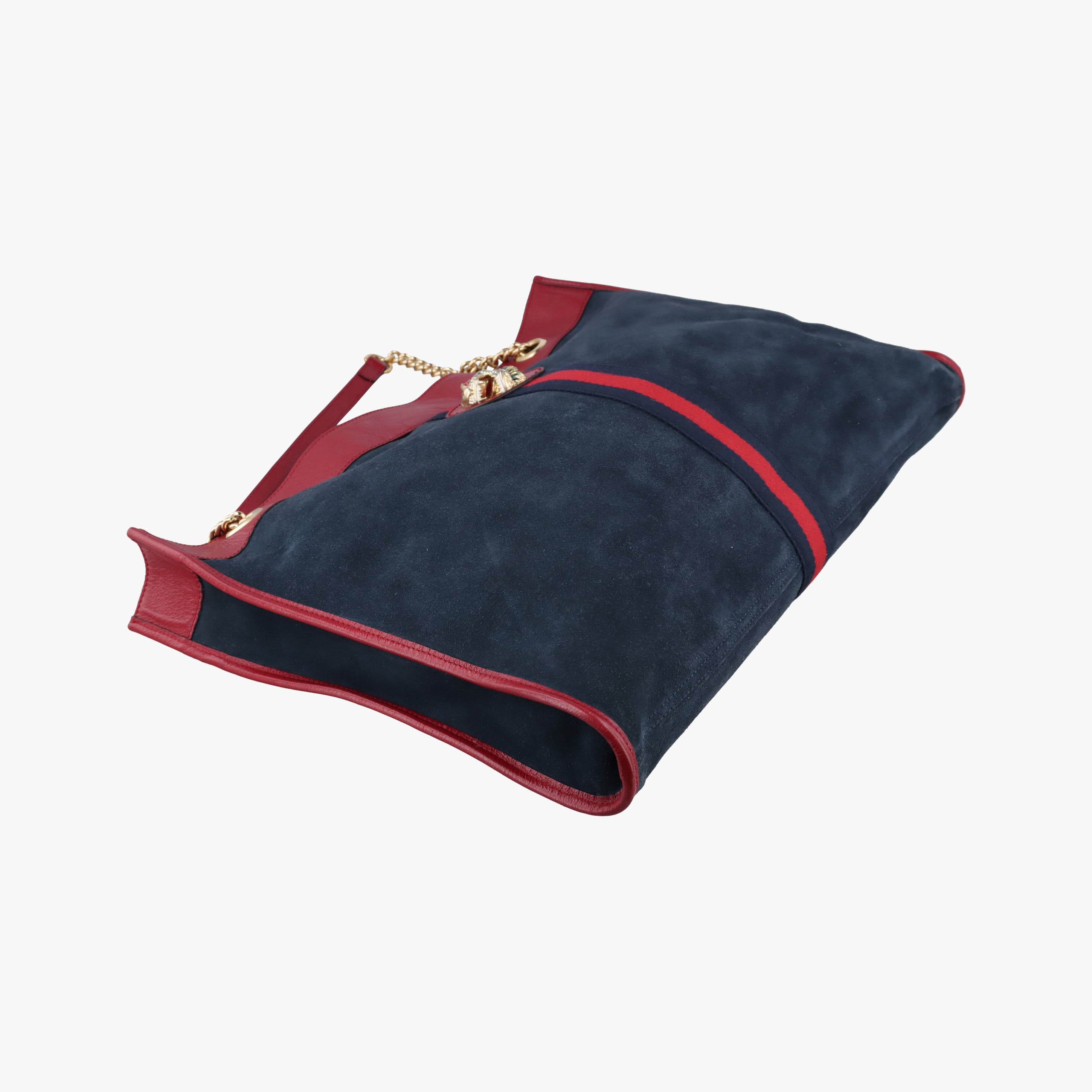 Pre-owned Gucci Rajah navy×red Suede×leather 537219 shoulderbag | stylenewstar