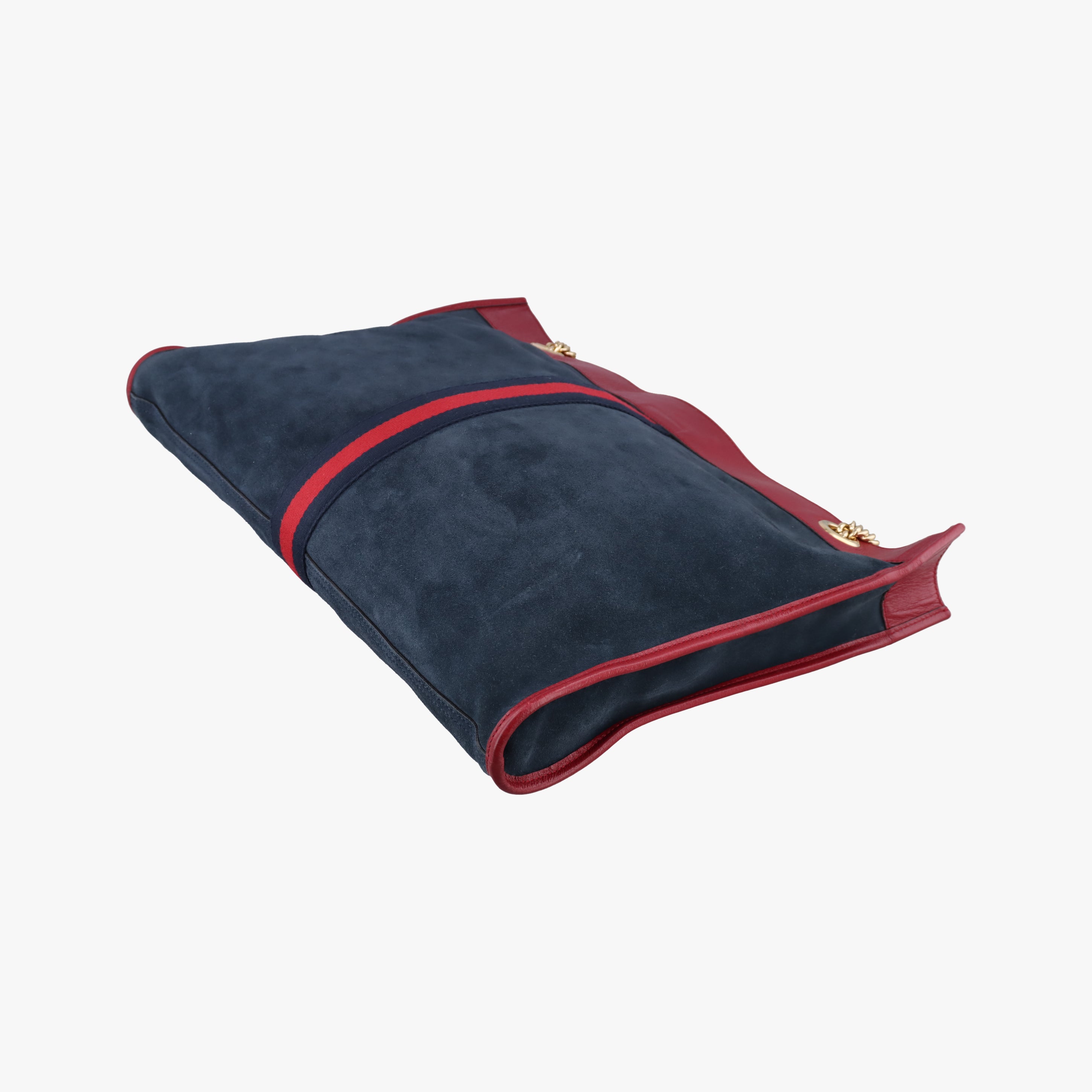 Pre-owned Gucci Rajah navy×red Suede×leather 537219 shoulderbag | stylenewstar