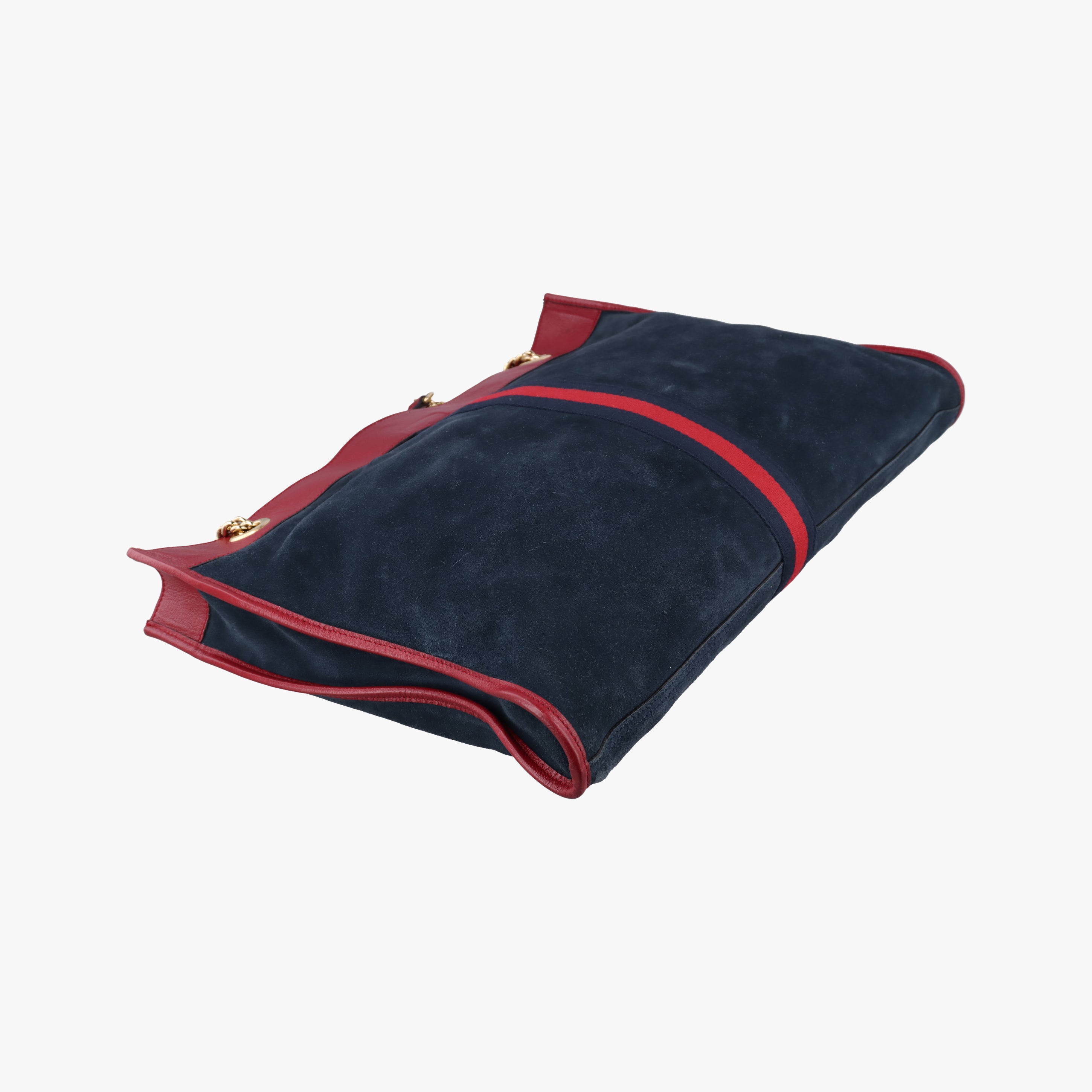 Pre-owned Gucci Rajah navy×red Suede×leather 537219 shoulderbag | stylenewstar