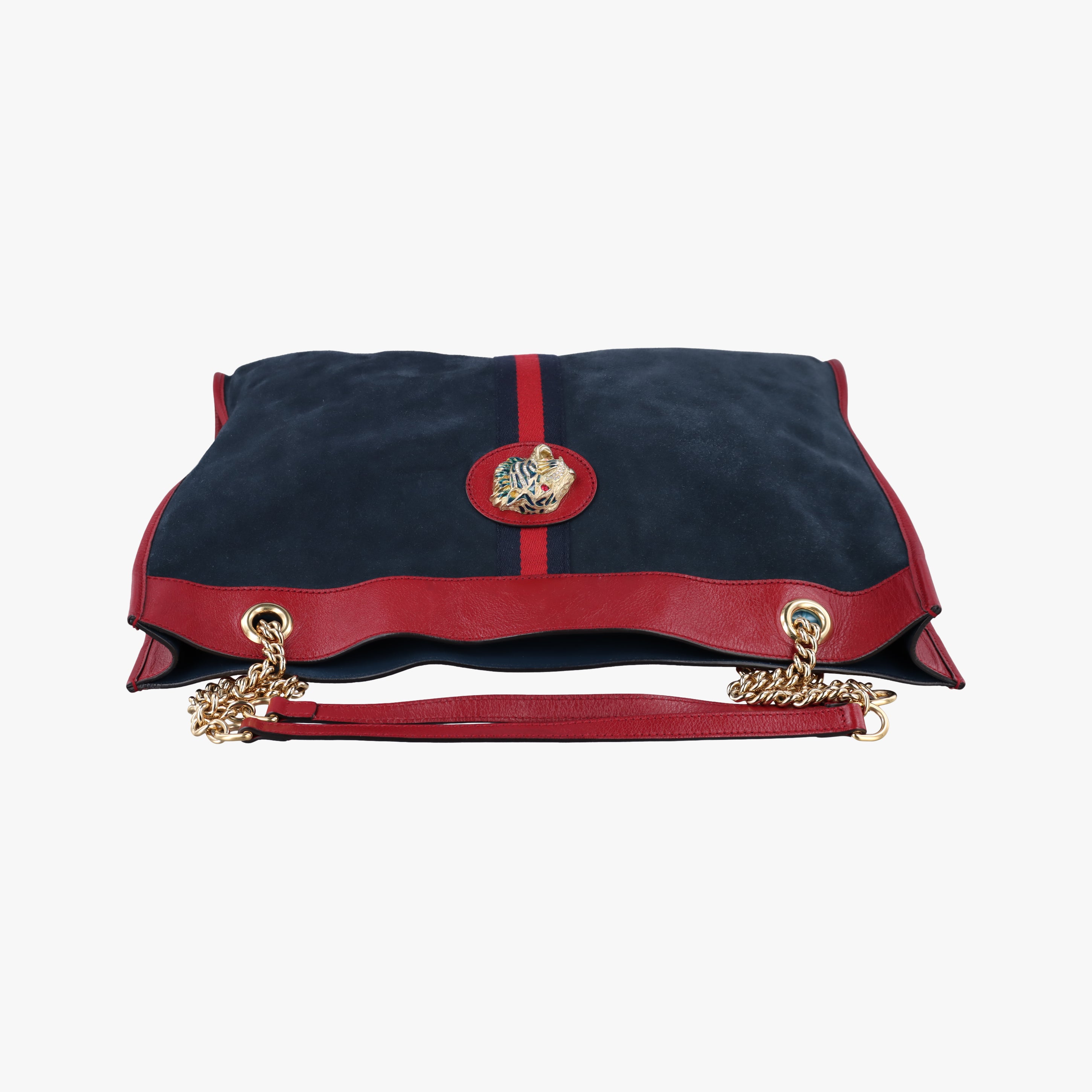 Pre-owned Gucci Rajah navy×red Suede×leather 537219 shoulderbag | stylenewstar