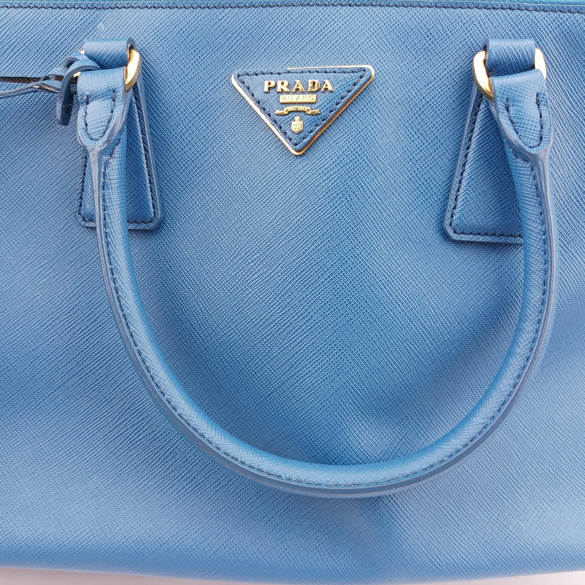 Vintage Prada Galleria Blue SAFFIANO Leather BN1801 shoulderbag | stylenewstar
