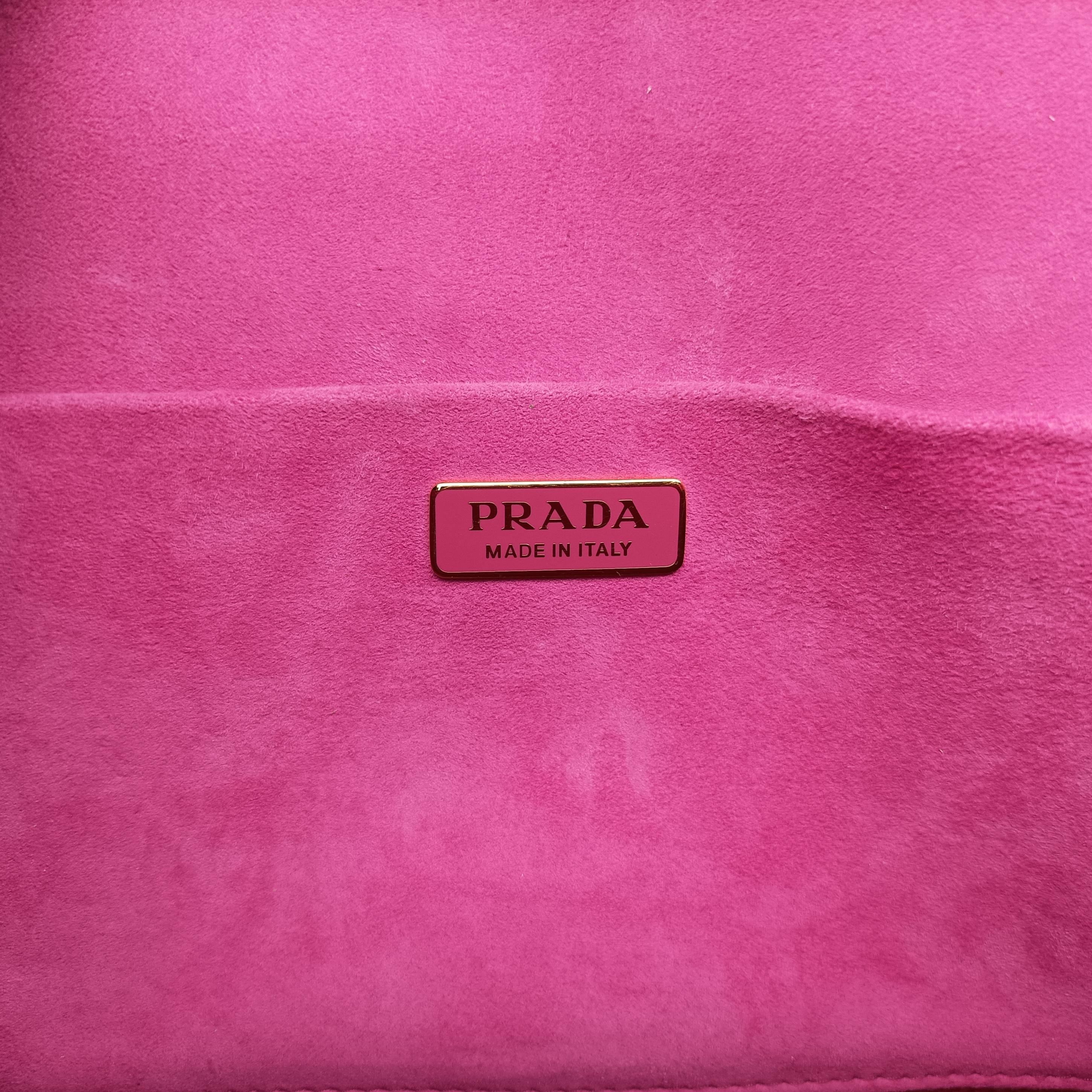 Pre-owned Prada Cahier pink×Multicolour velour 1BD075 shoulderbag | stylenewstar