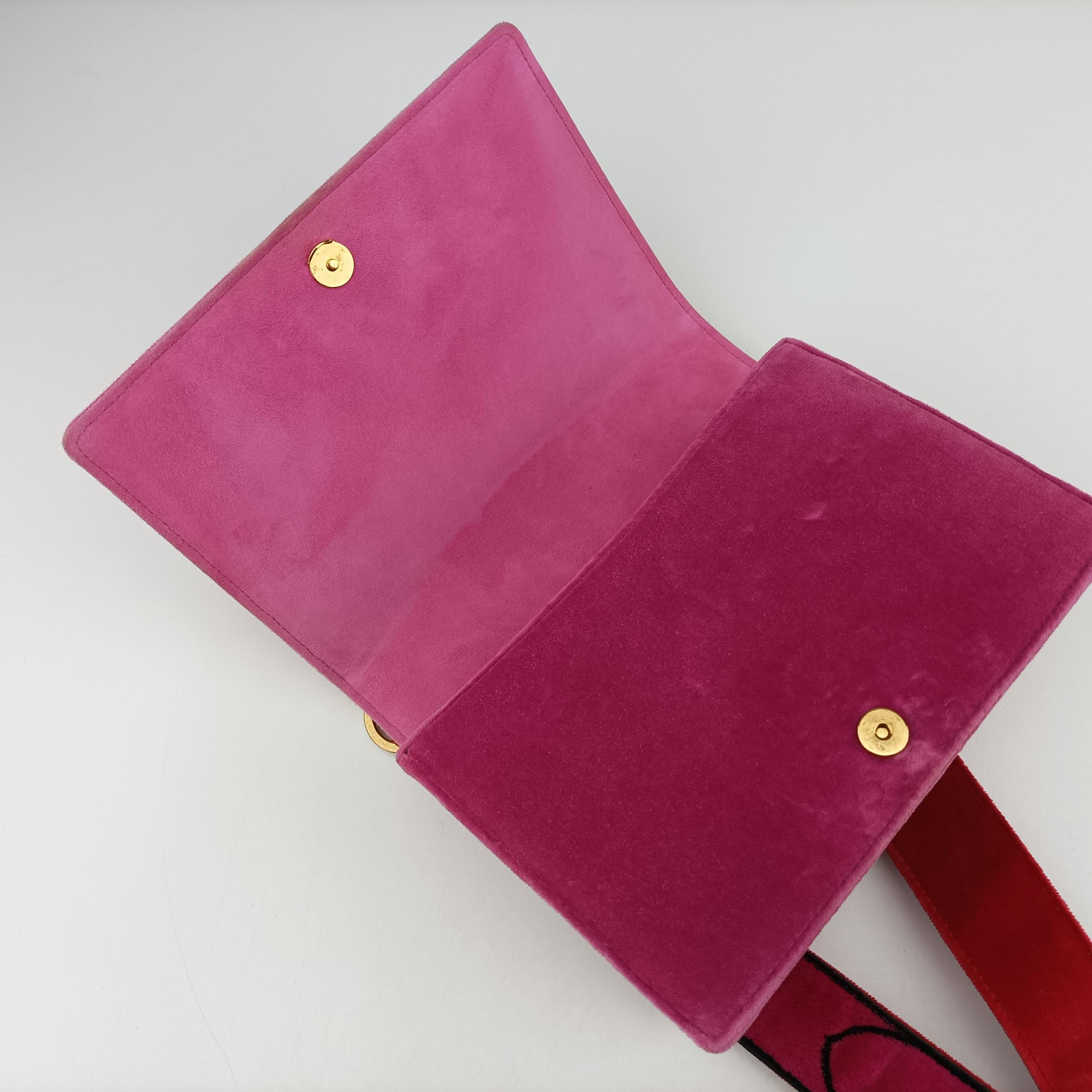 Pre-owned Prada Cahier pink×Multicolour velour 1BD075 shoulderbag | stylenewstar
