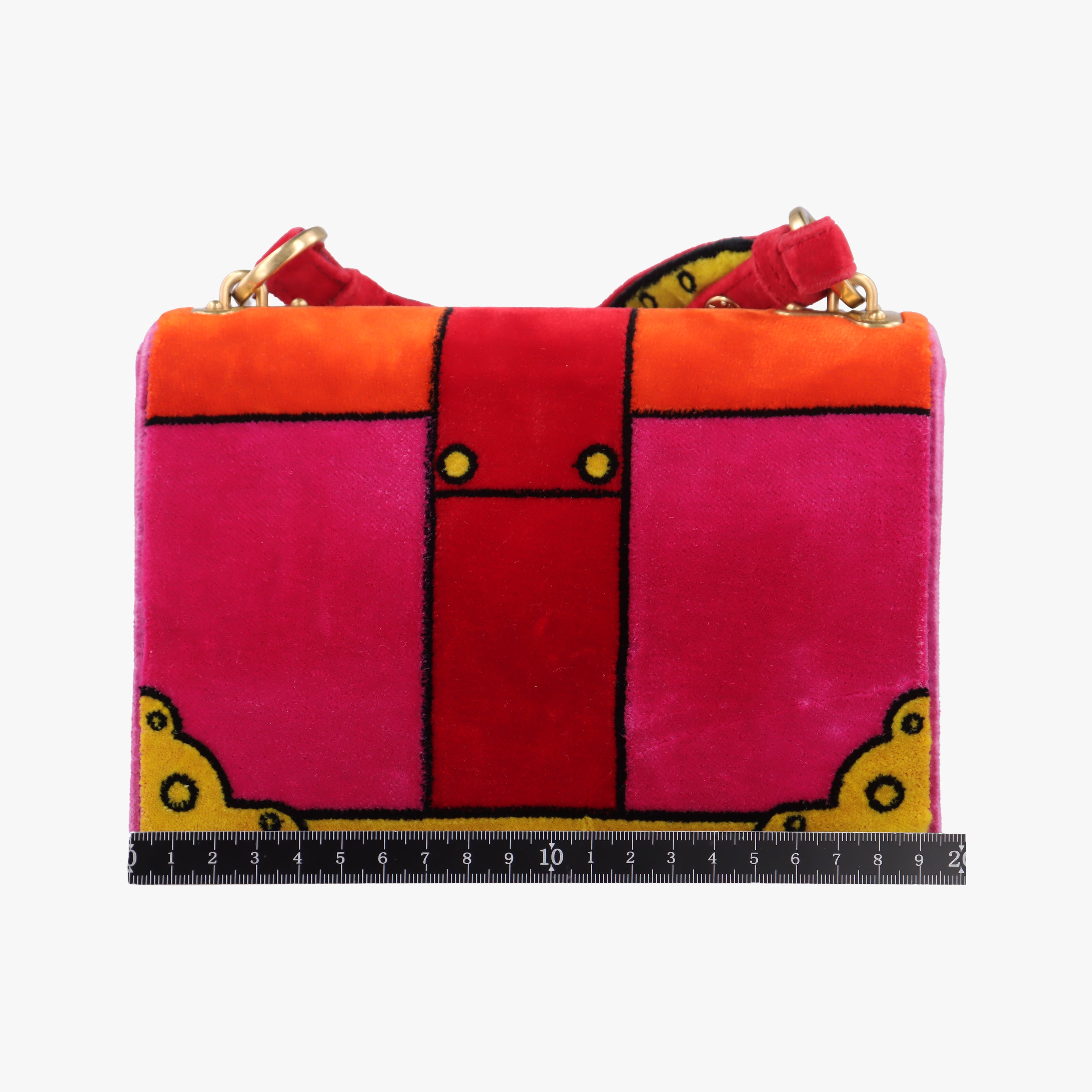 Pre-owned Prada Cahier pink×Multicolour velour 1BD075 shoulderbag | stylenewstar