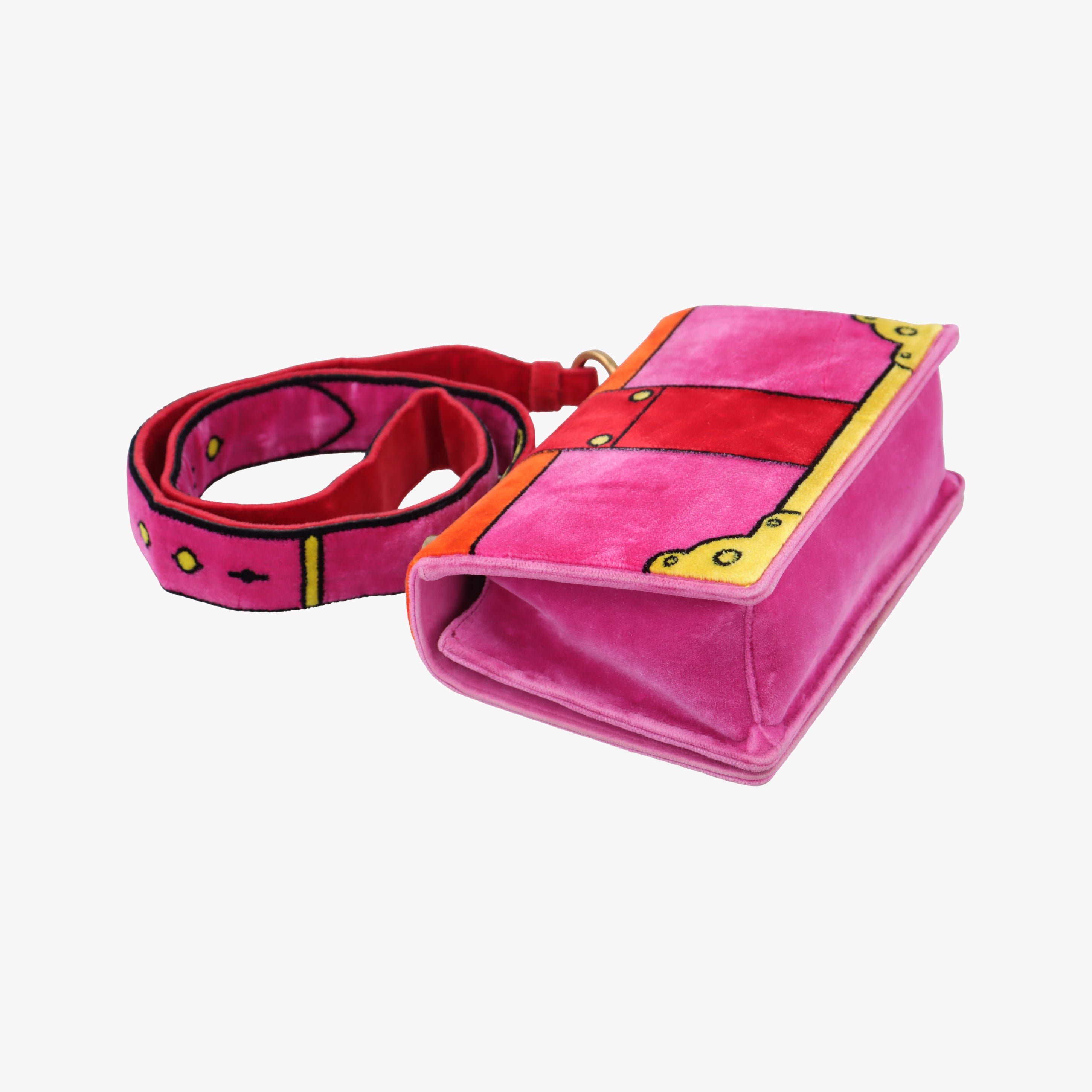 Pre-owned Prada Cahier pink×Multicolour velour 1BD075 shoulderbag | stylenewstar