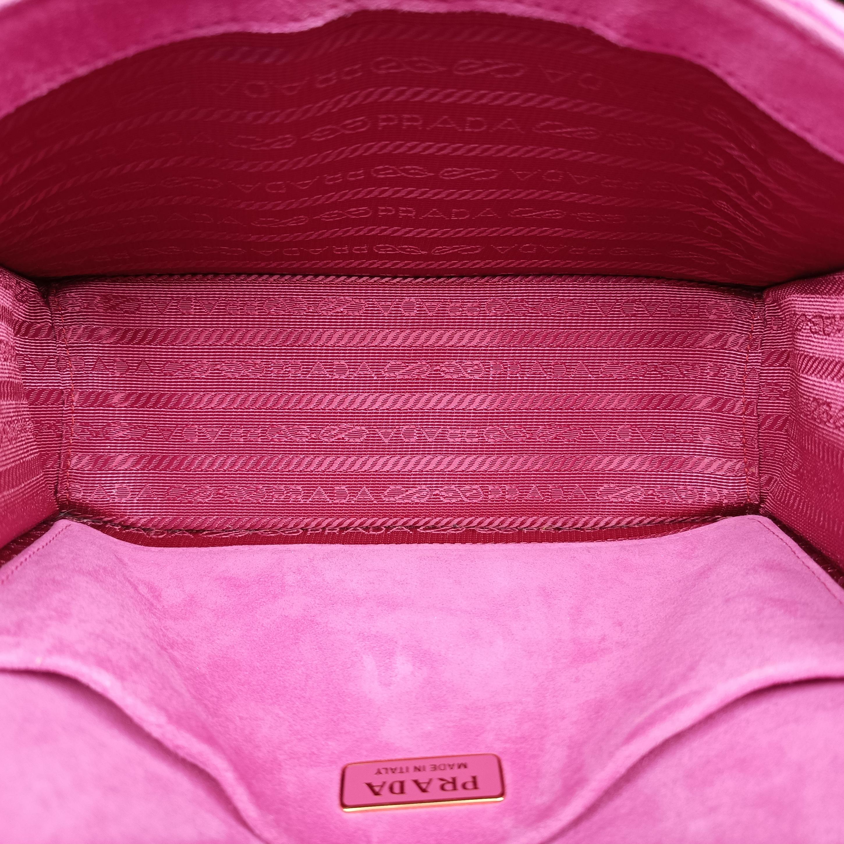 Pre-owned Prada Cahier pink×Multicolour velour 1BD075 shoulderbag | stylenewstar
