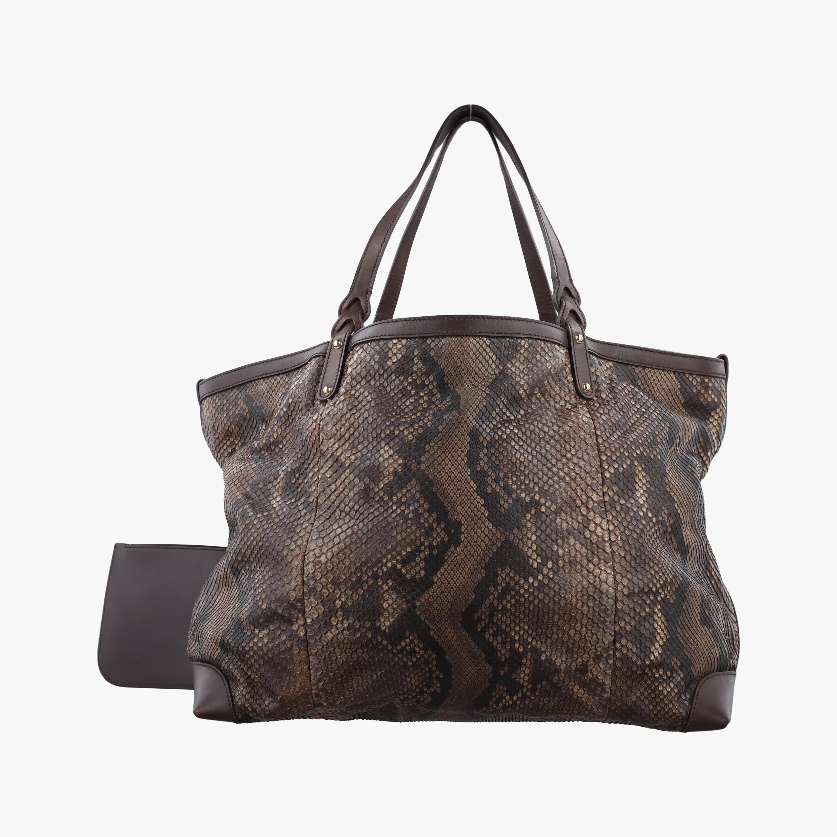 Pre-owned Gucci GG Craft Brown snakeskin 247207 shoulderbag | stylenewstar
