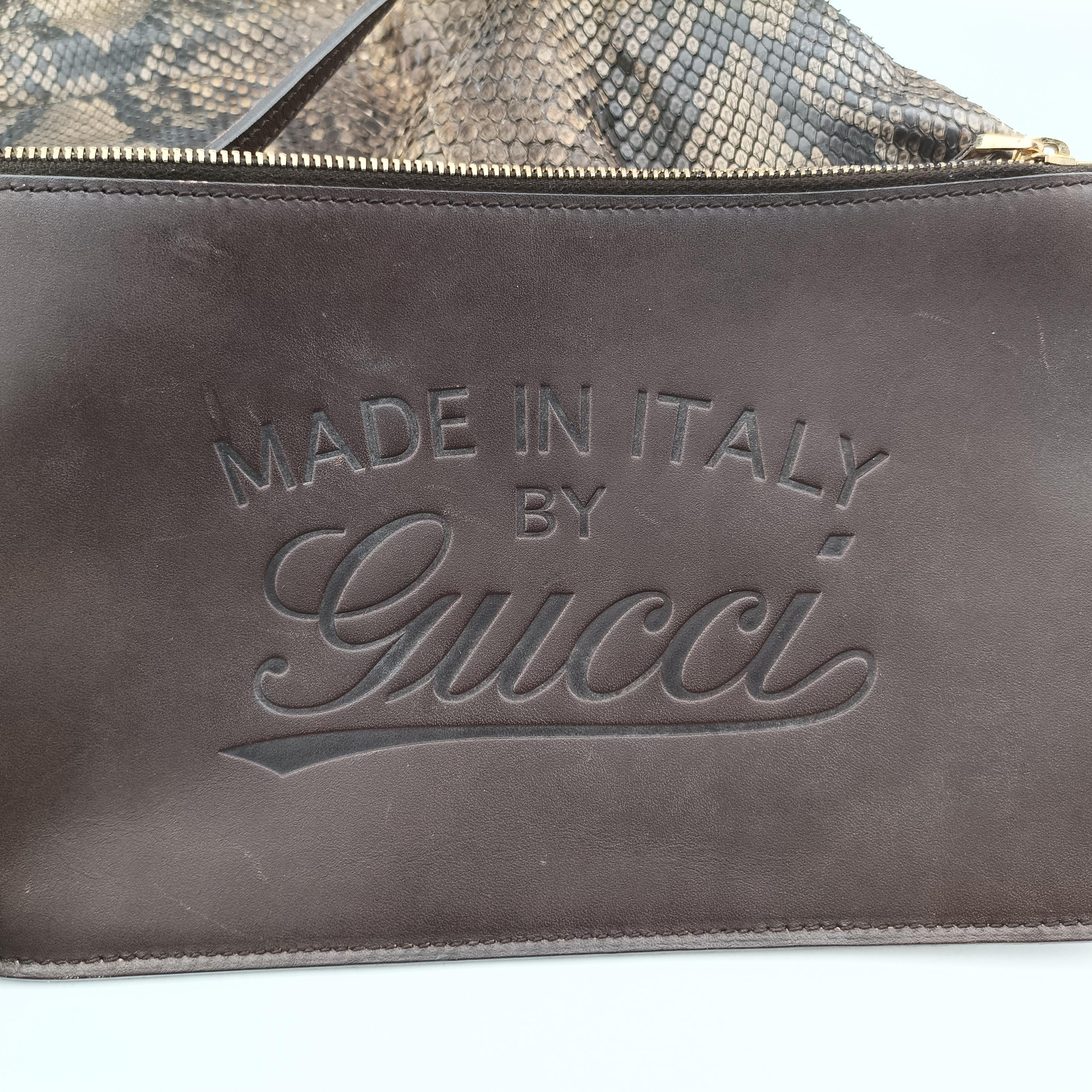 Pre-owned Gucci GG Craft Brown snakeskin 247207 shoulderbag | stylenewstar