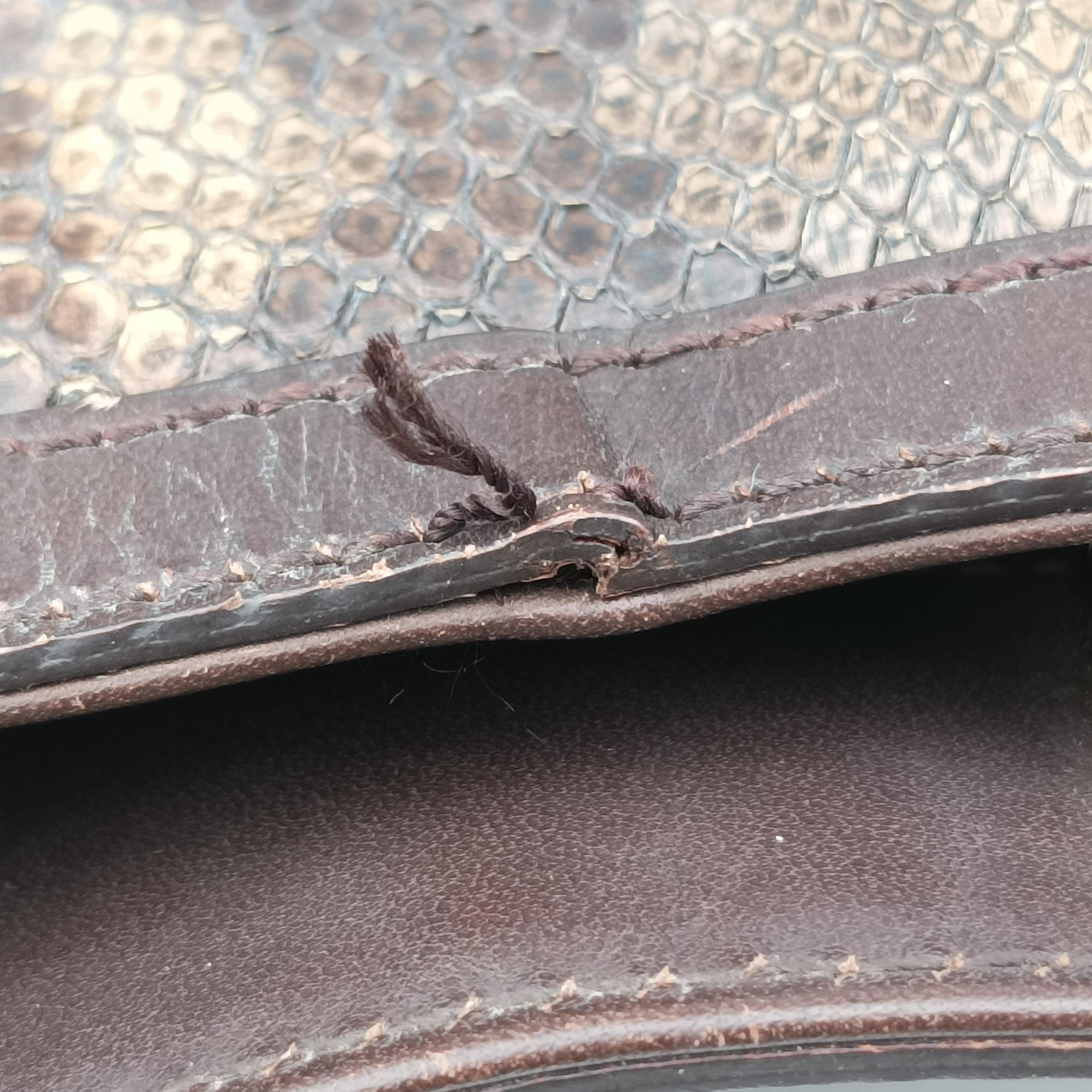 Pre-owned Gucci GG Craft Brown snakeskin 247207 shoulderbag | stylenewstar