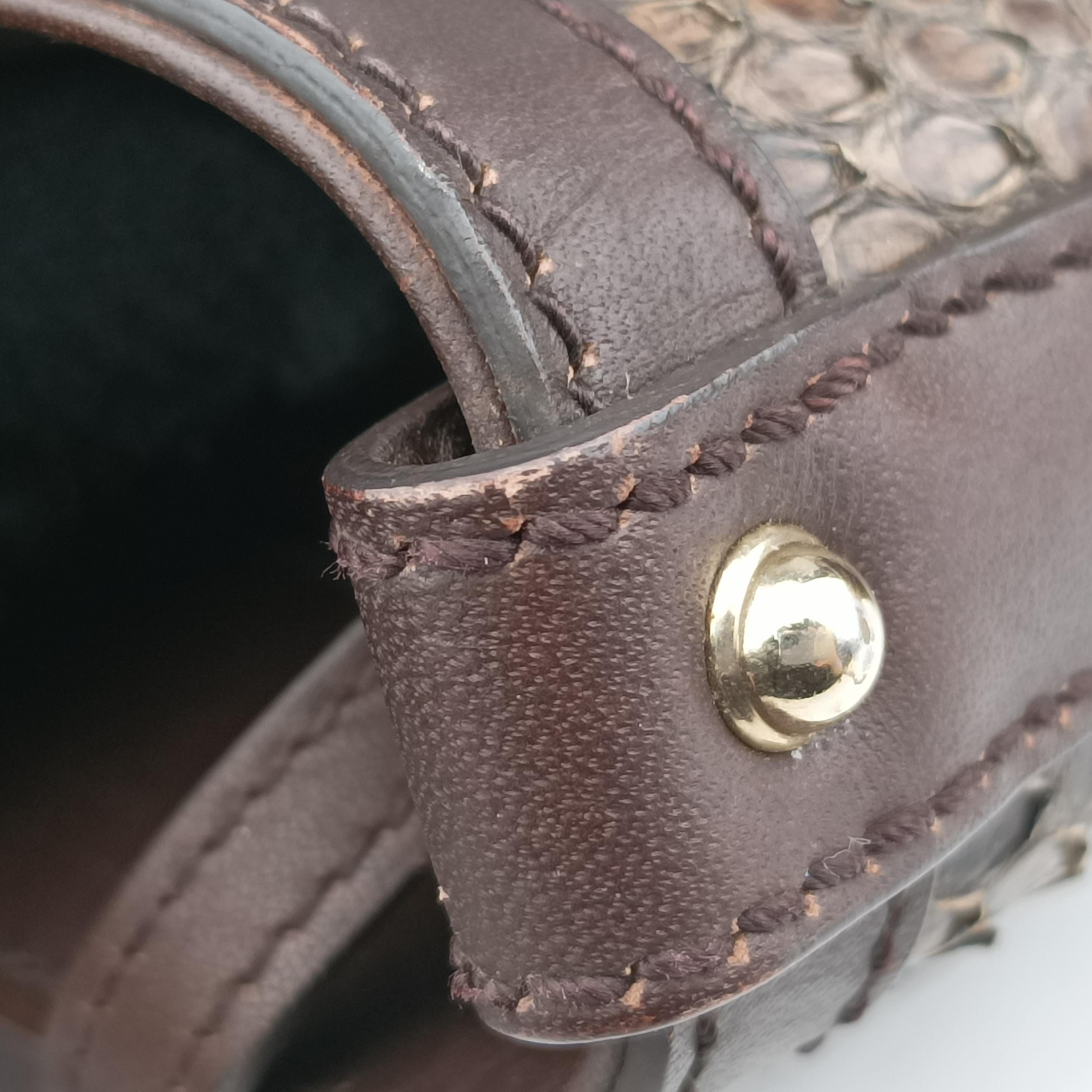 Pre-owned Gucci GG Craft Brown snakeskin 247207 shoulderbag | stylenewstar