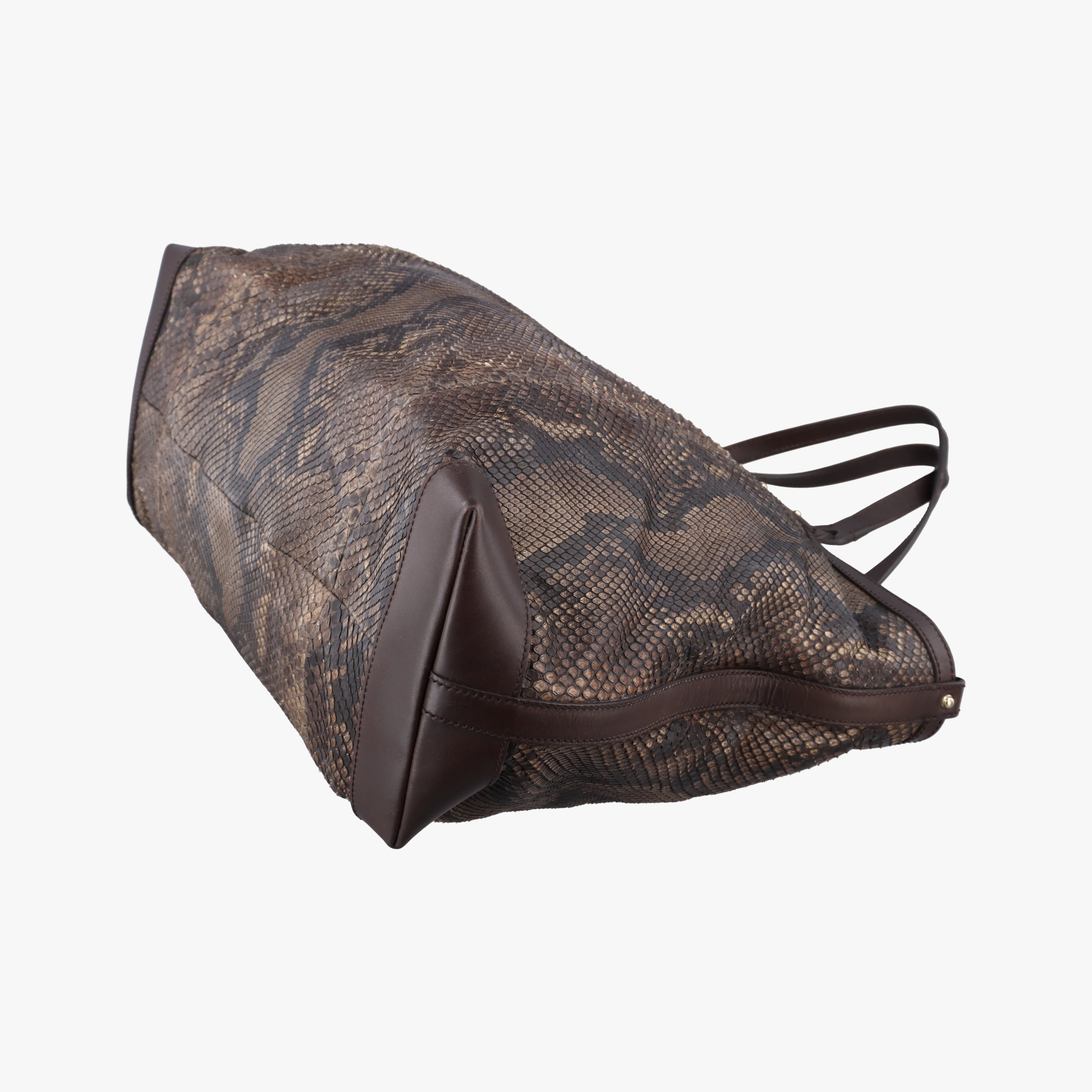 Pre-owned Gucci GG Craft Brown snakeskin 247207 shoulderbag | stylenewstar