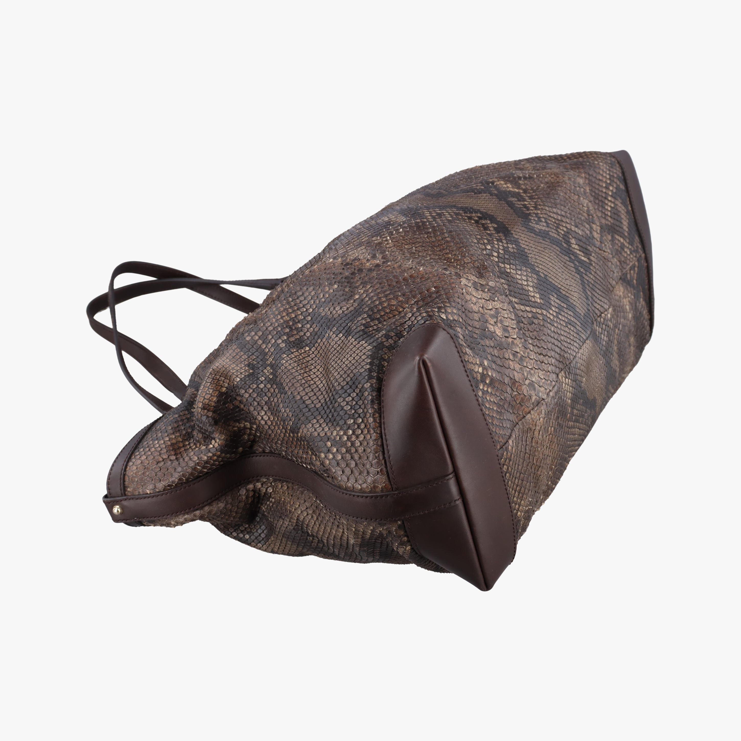 Pre-owned Gucci GG Craft Brown snakeskin 247207 shoulderbag | stylenewstar