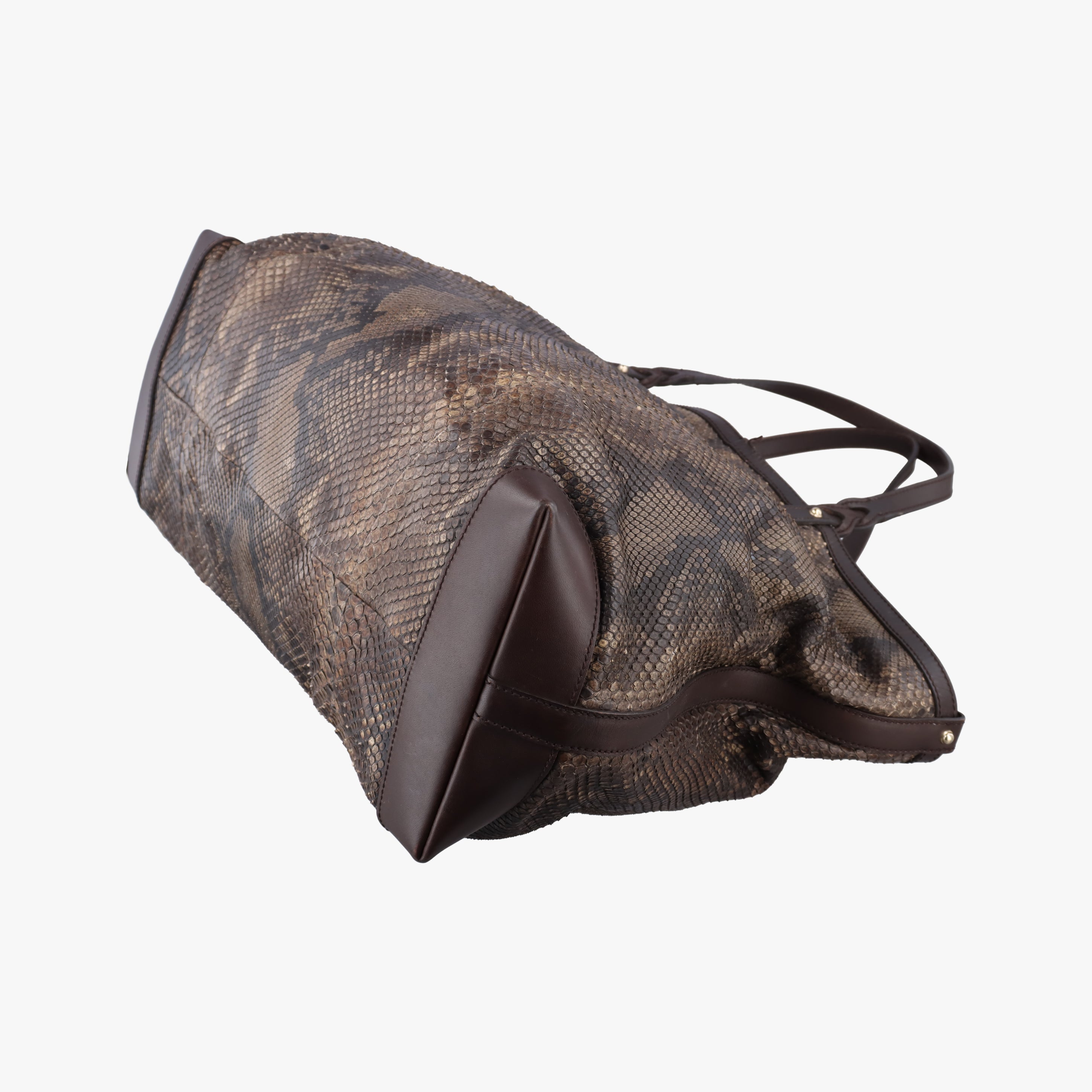 Pre-owned Gucci GG Craft Brown snakeskin 247207 shoulderbag | stylenewstar