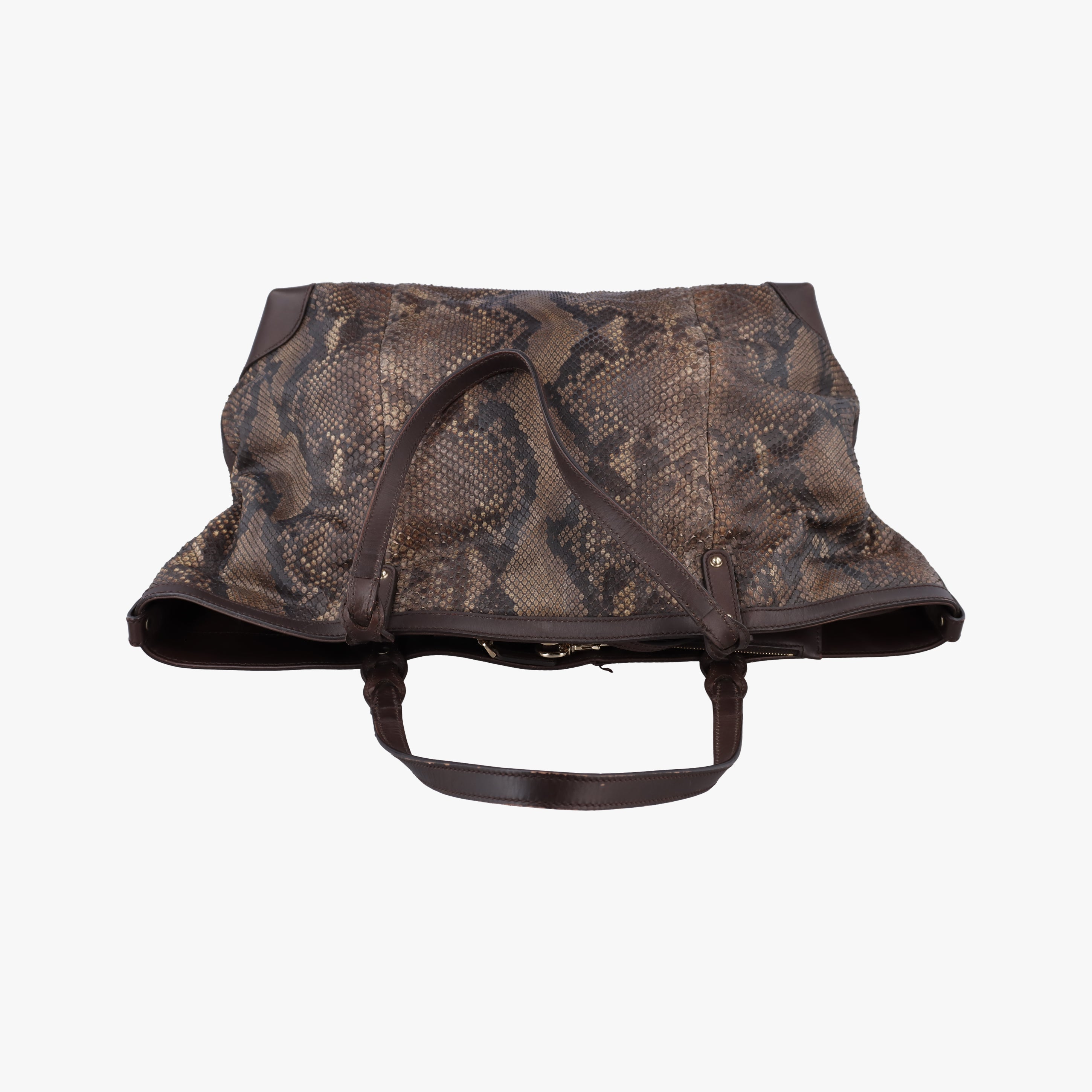 Pre-owned Gucci GG Craft Brown snakeskin 247207 shoulderbag | stylenewstar