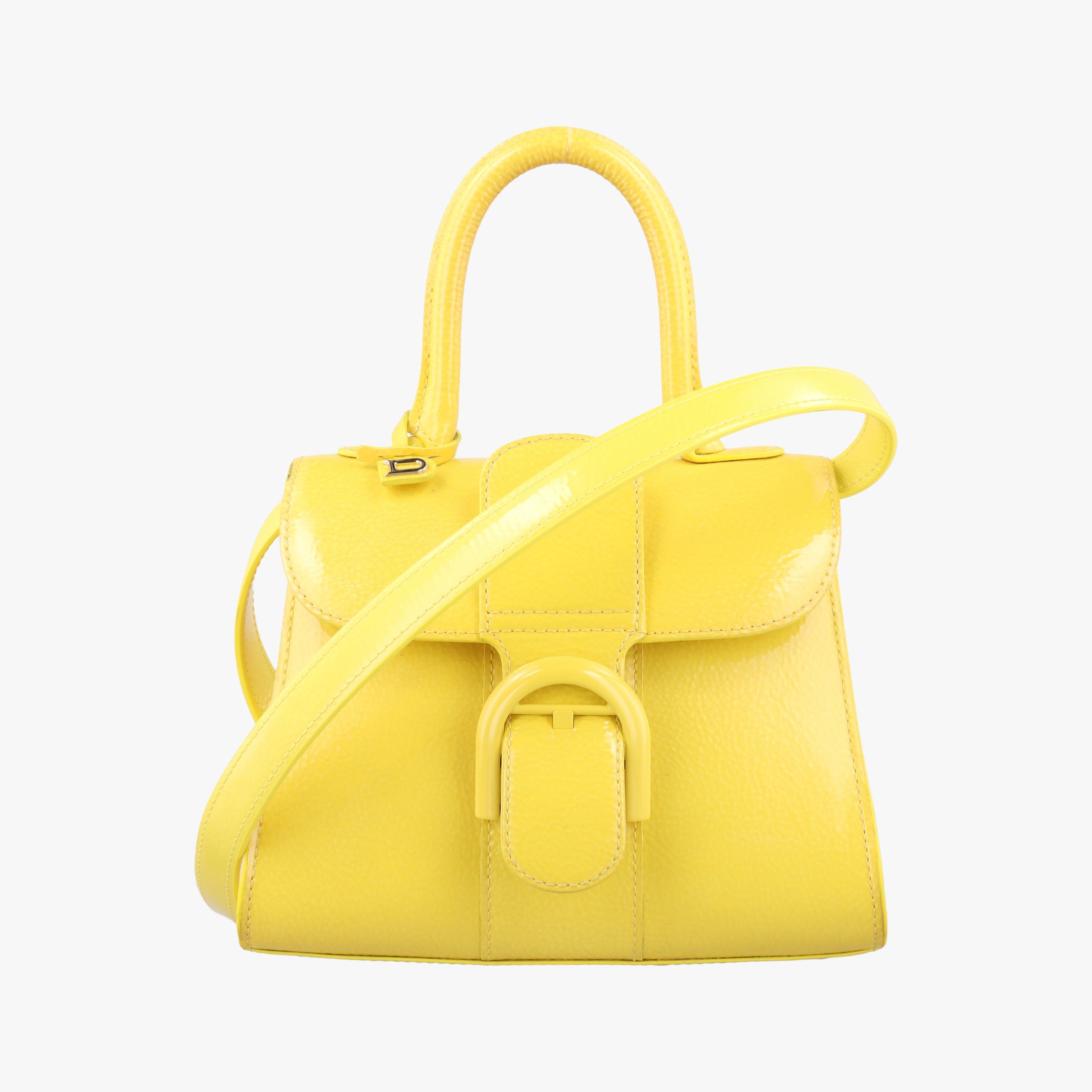 Pre-owned Delvaux Brillant Mini Yellow Patent   shoulderbag | stylenewstar