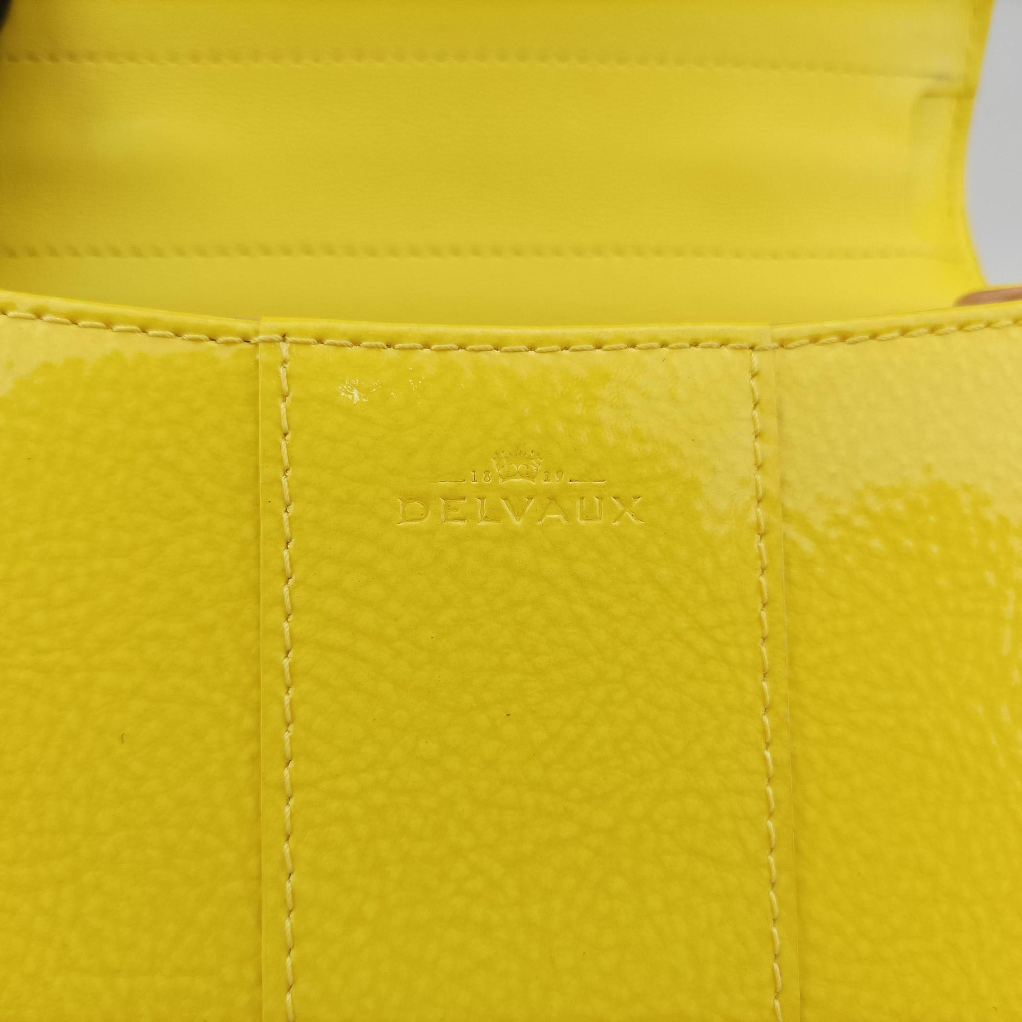 Pre-owned Delvaux Brillant Mini Yellow Patent   shoulderbag | stylenewstar