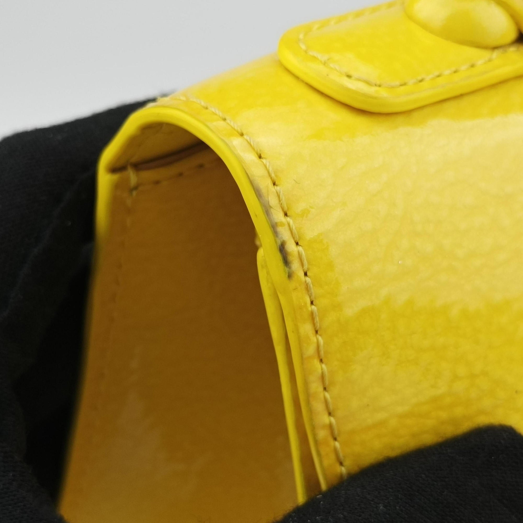 Pre-owned Delvaux Brillant Mini Yellow Patent   shoulderbag | stylenewstar