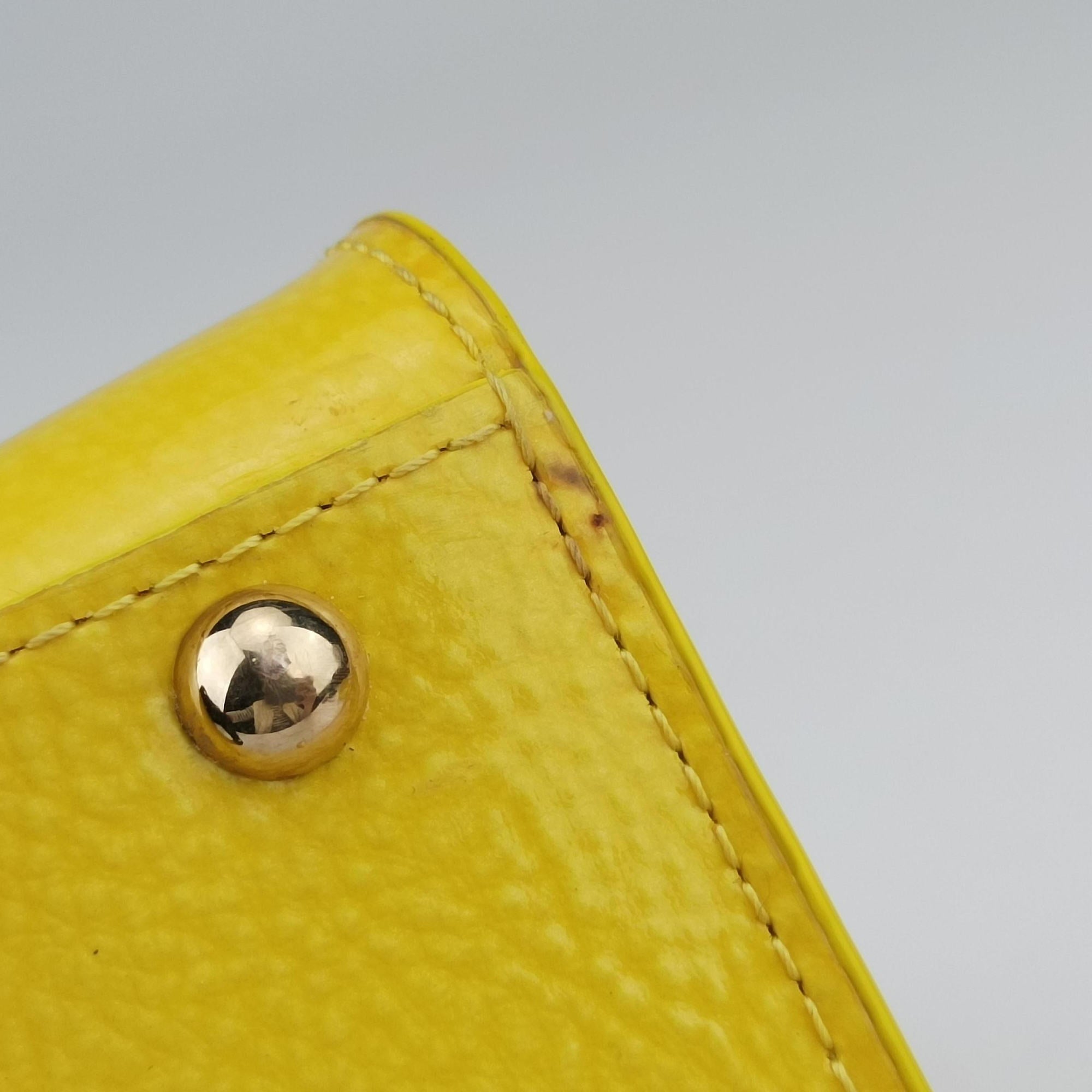 Pre-owned Delvaux Brillant Mini Yellow Patent   shoulderbag | stylenewstar