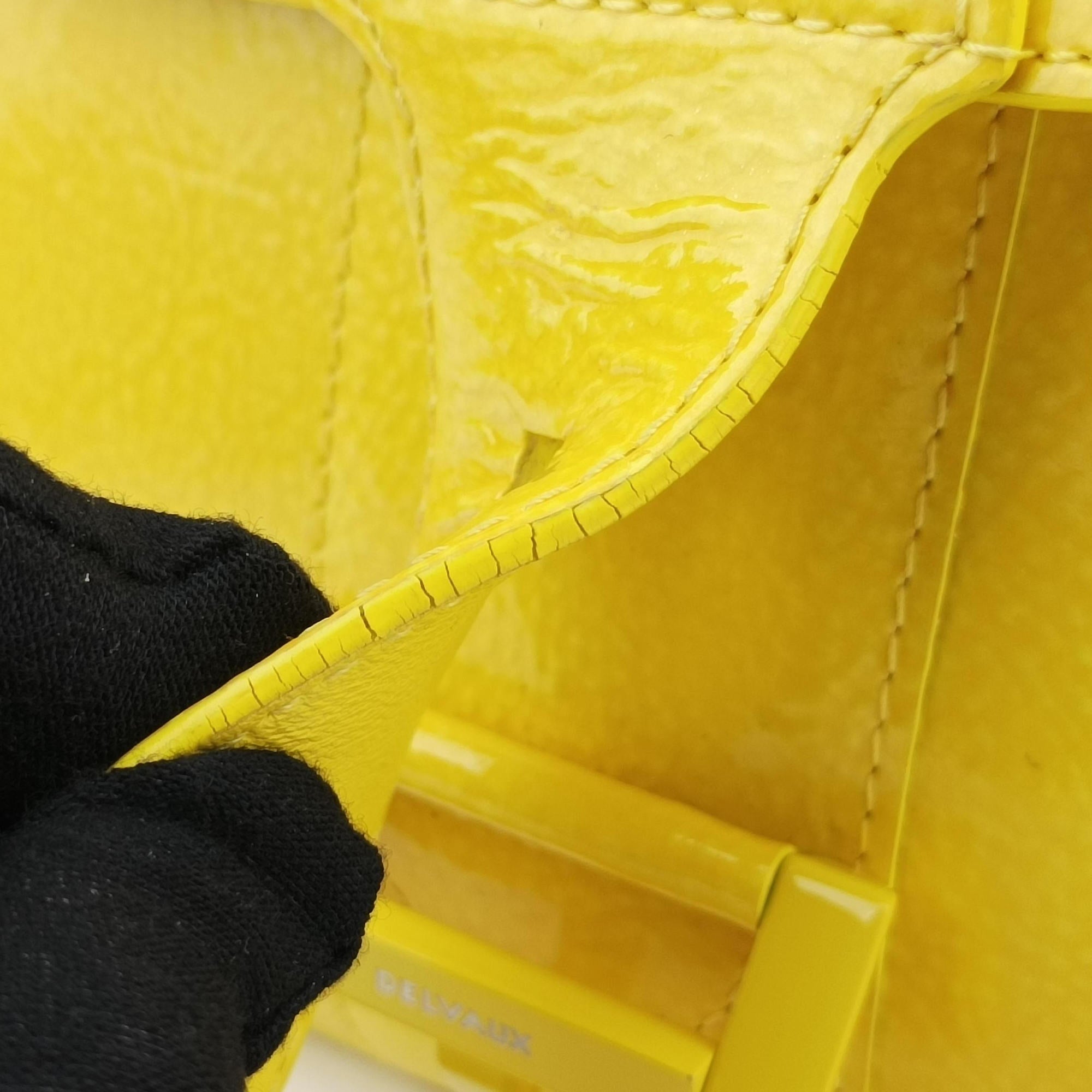 Pre-owned Delvaux Brillant Mini Yellow Patent   shoulderbag | stylenewstar