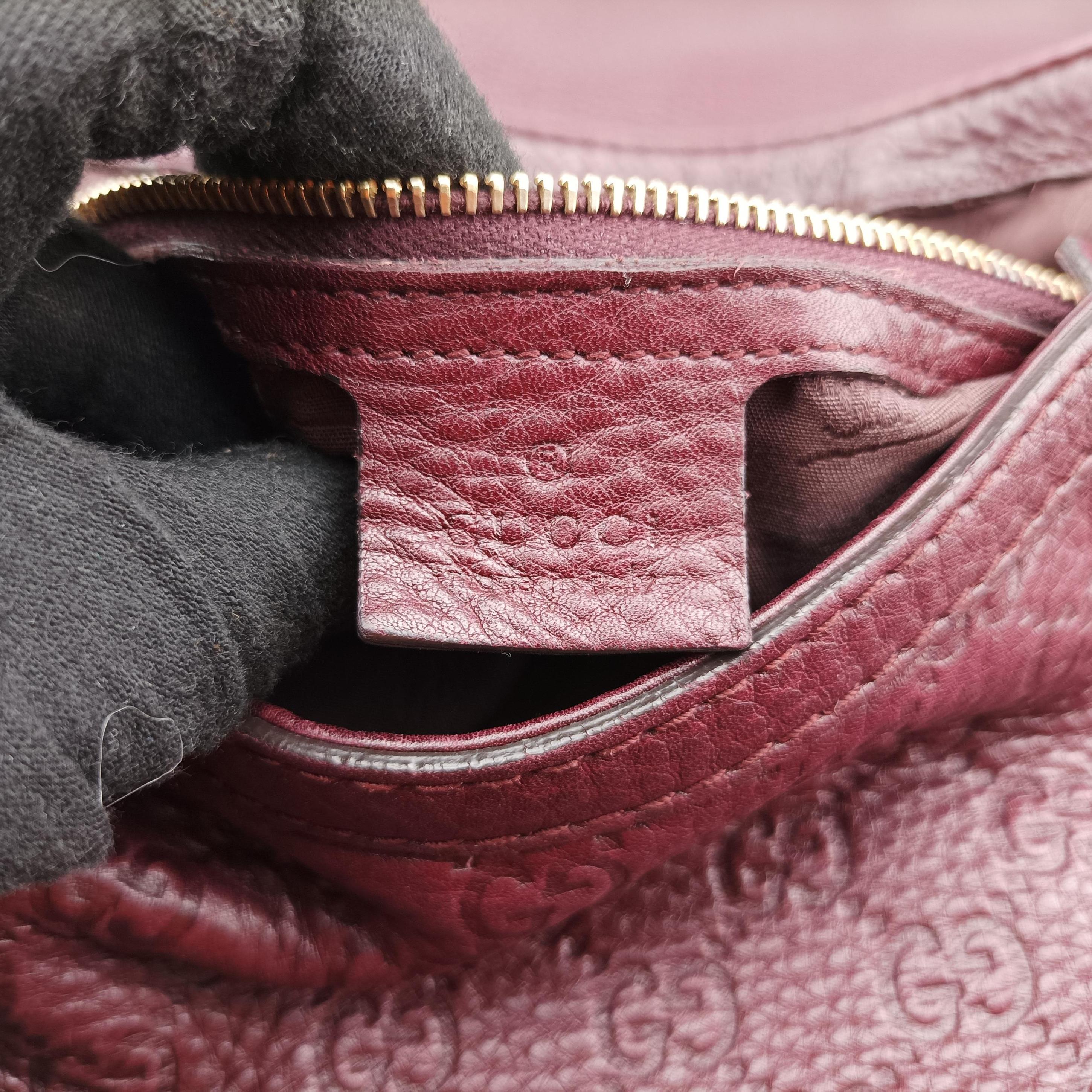 Pre-owned Gucci Guccissima Large Techno Horsebit Hobo Burgundy Leather 240236 shoulderbag | stylenewstar