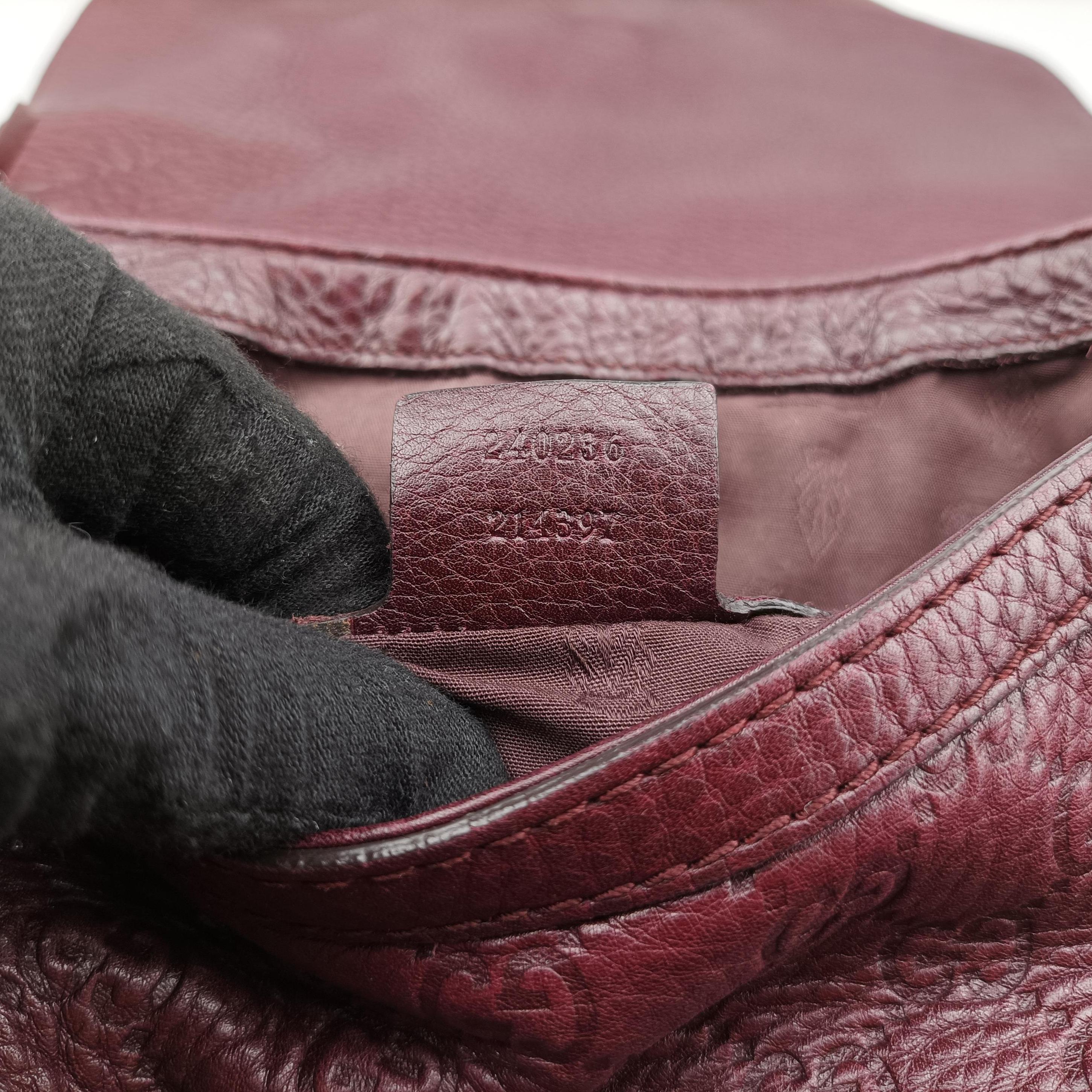 Pre-owned Gucci Guccissima Large Techno Horsebit Hobo Burgundy Leather 240236 shoulderbag | stylenewstar