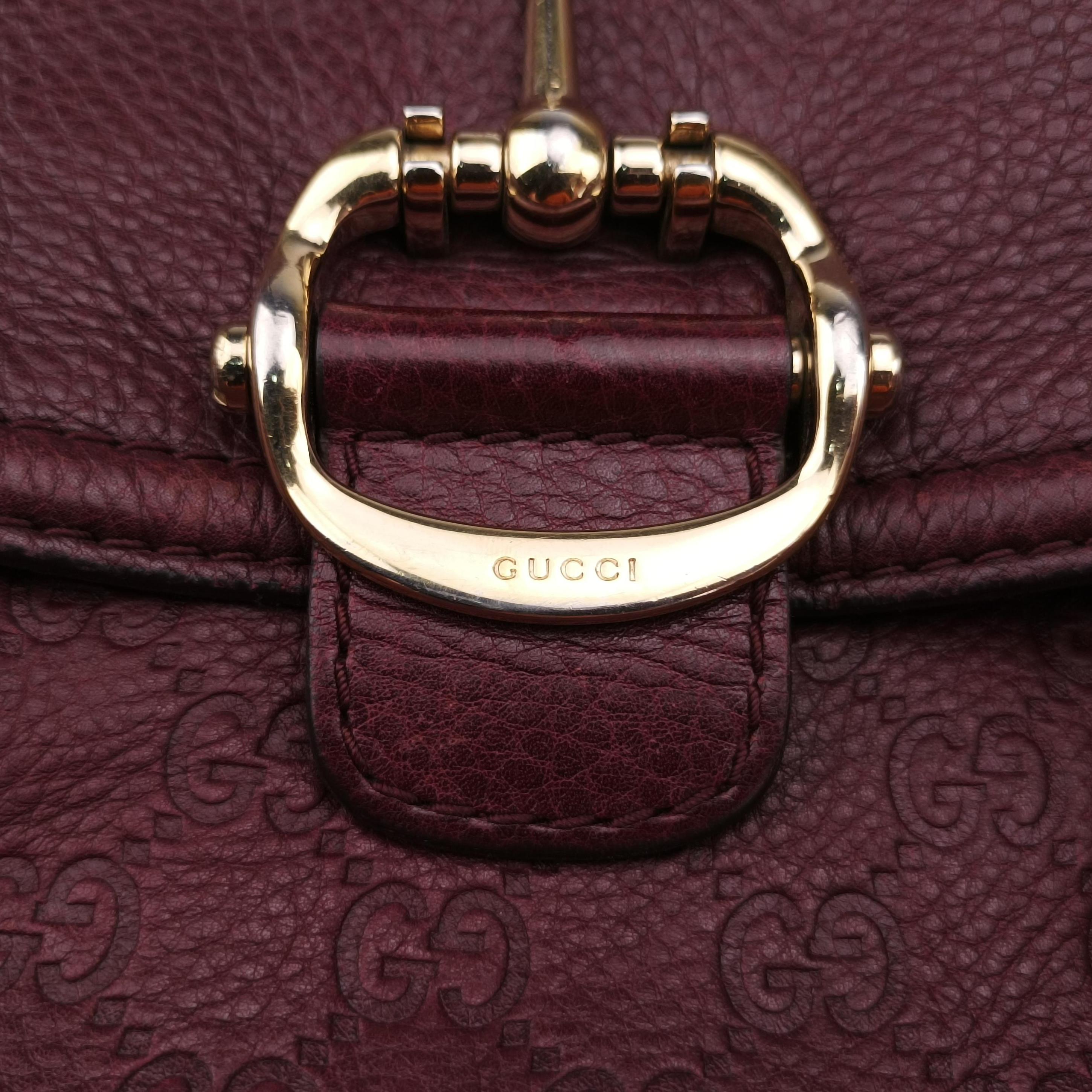 Pre-owned Gucci Guccissima Large Techno Horsebit Hobo Burgundy Leather 240236 shoulderbag | stylenewstar