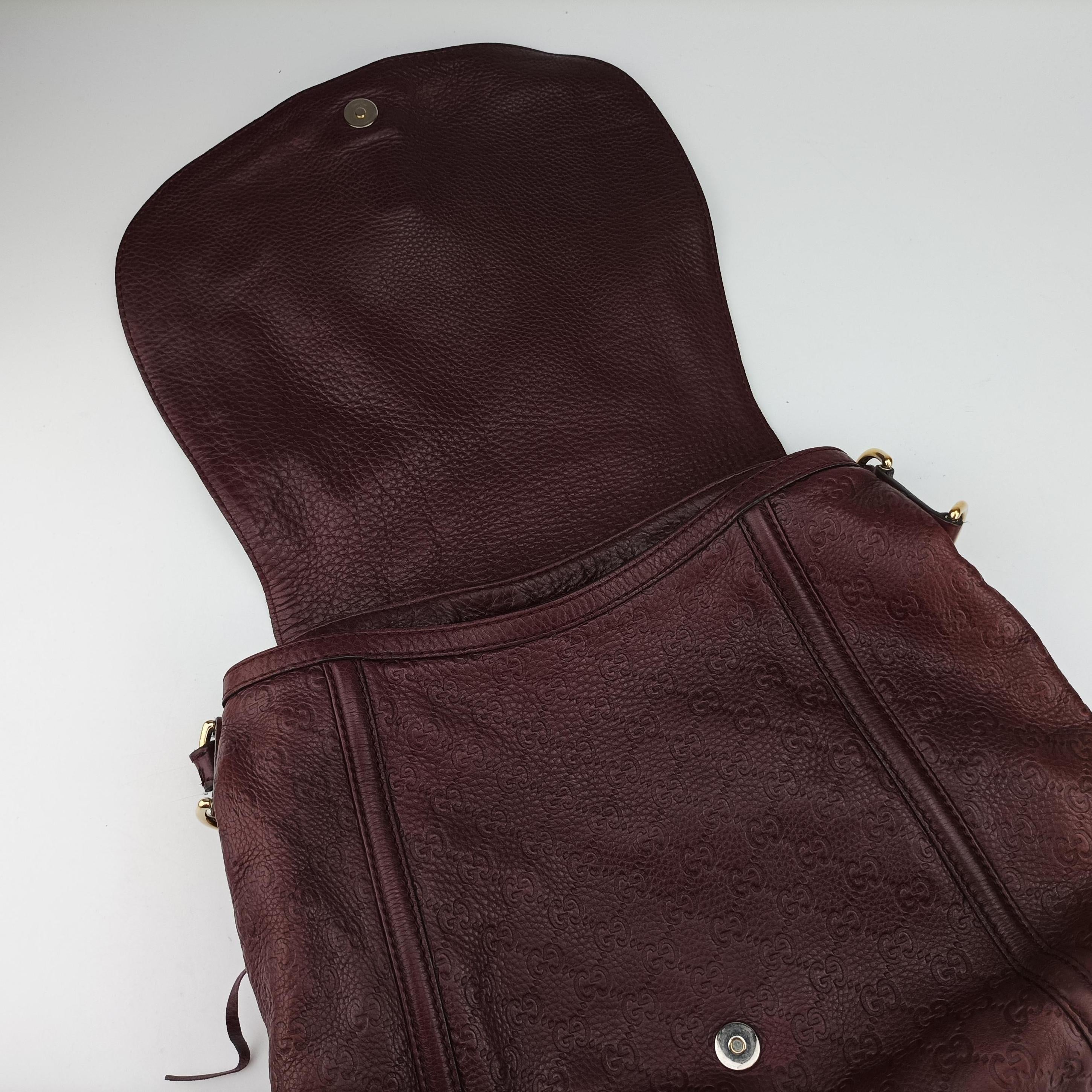 Pre-owned Gucci Guccissima Large Techno Horsebit Hobo Burgundy Leather 240236 shoulderbag | stylenewstar