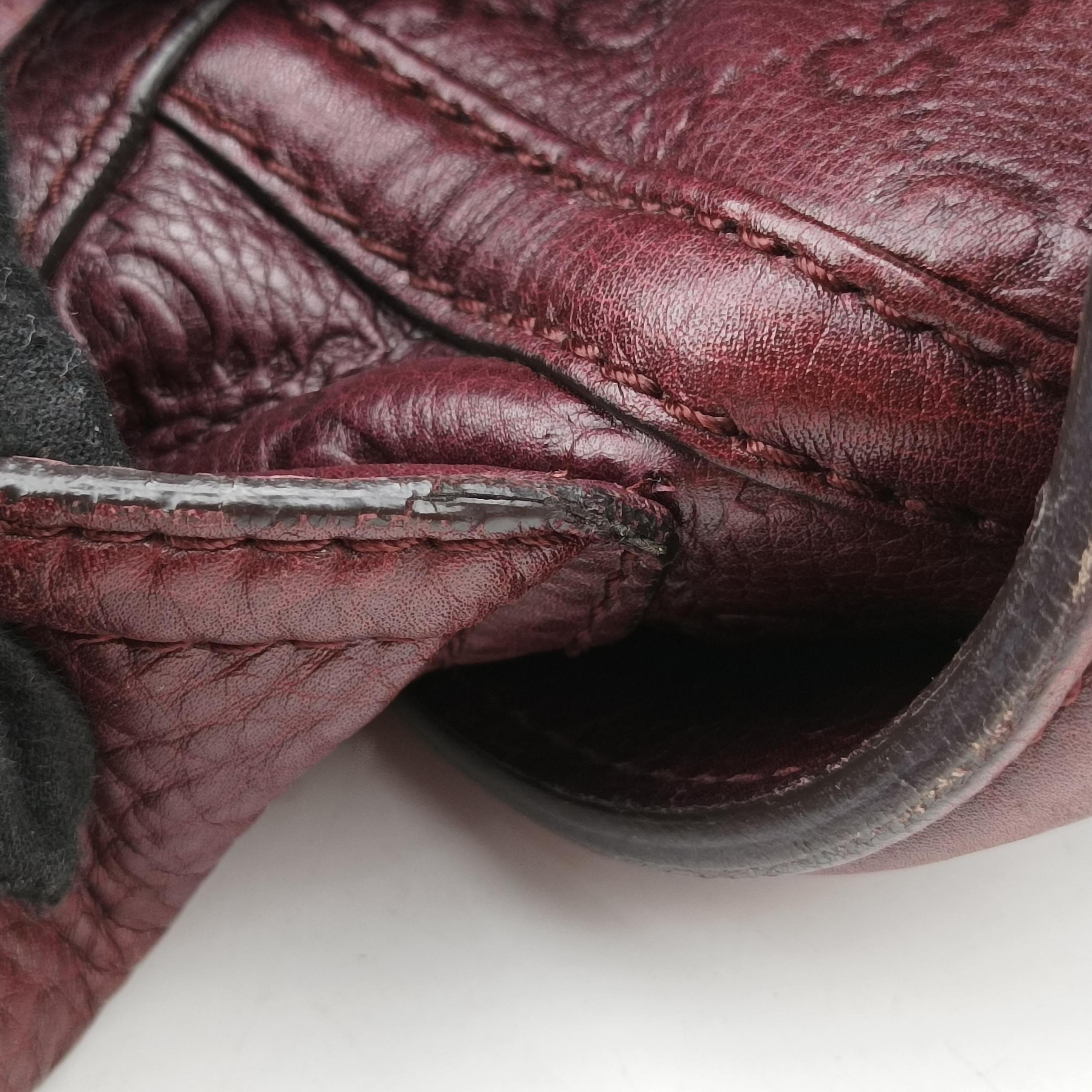 Pre-owned Gucci Guccissima Large Techno Horsebit Hobo Burgundy Leather 240236 shoulderbag | stylenewstar