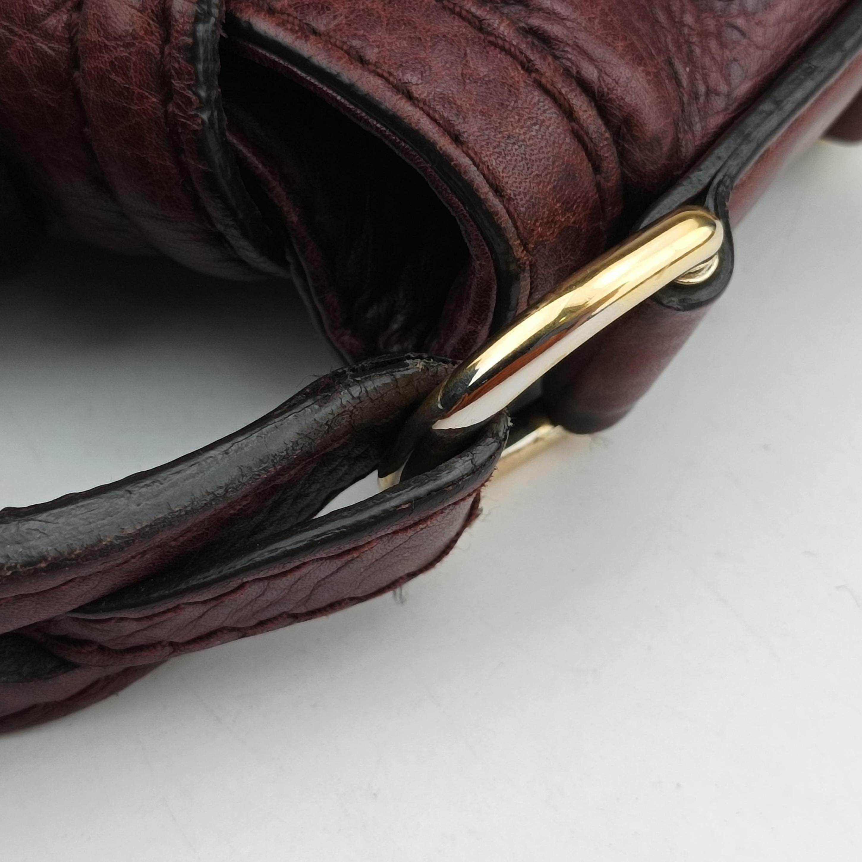 Pre-owned Gucci Guccissima Large Techno Horsebit Hobo Burgundy Leather 240236 shoulderbag | stylenewstar
